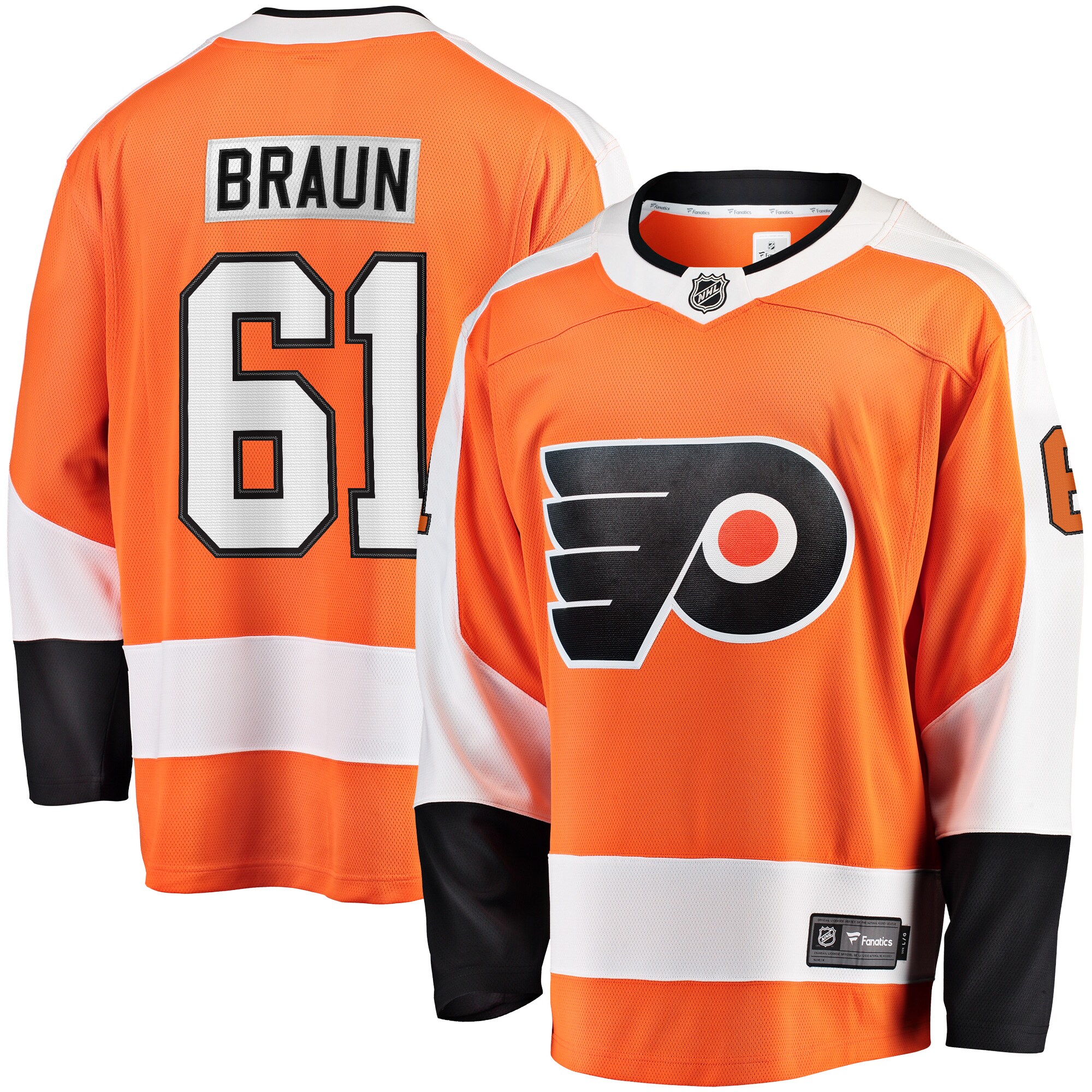 Justin Braun Philadelphia Flyers Breakaway Player Jersey - Orange