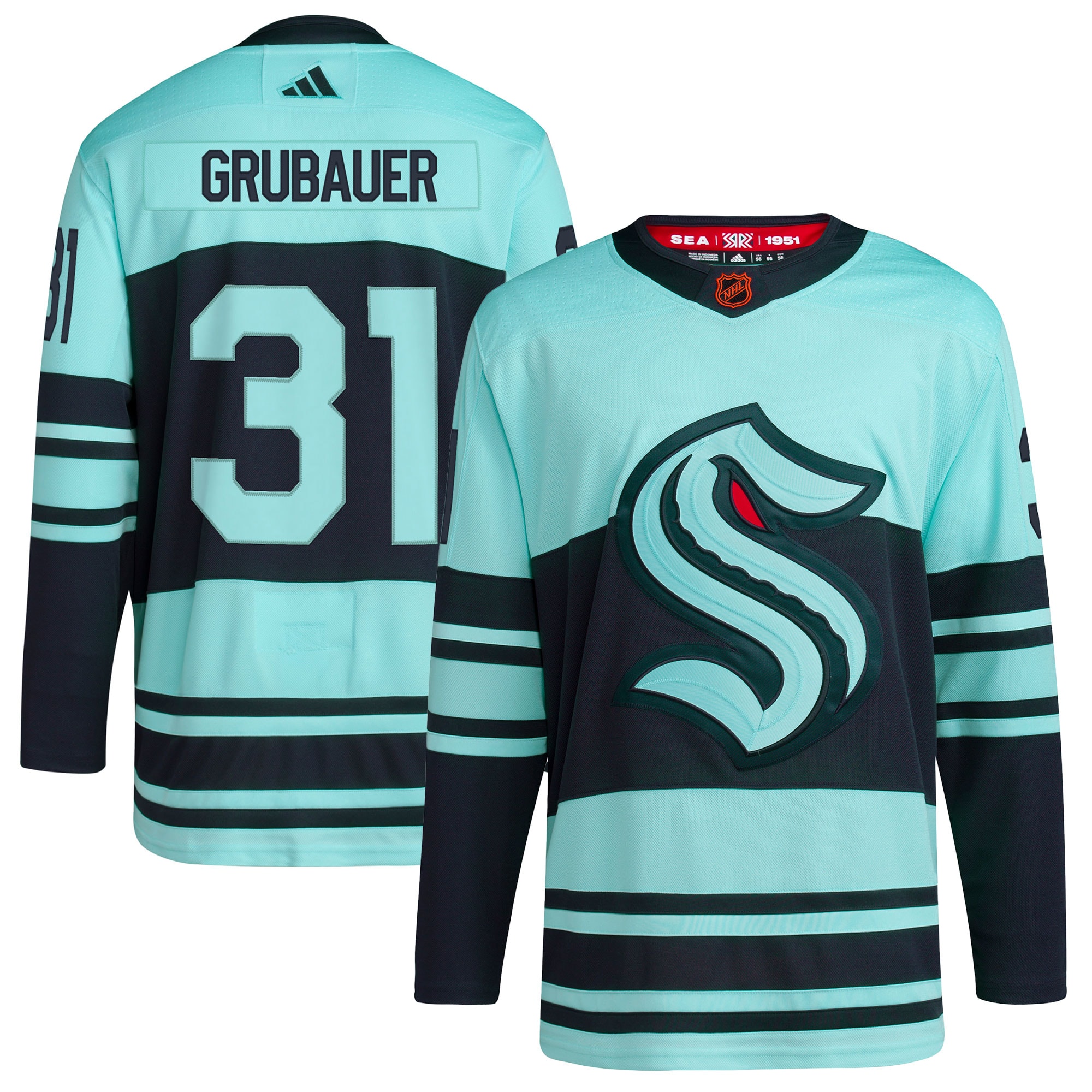 Philipp Grubauer Seattle Kraken  Reverse Retro 2.0 Authentic Player Jersey - Teal