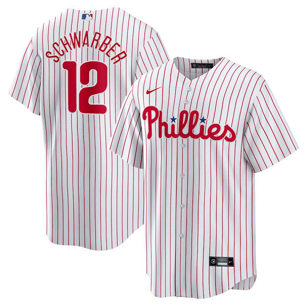 Men's Philadelphia Phillies #12 Kyle Schwarber  White Player MLB Jersey