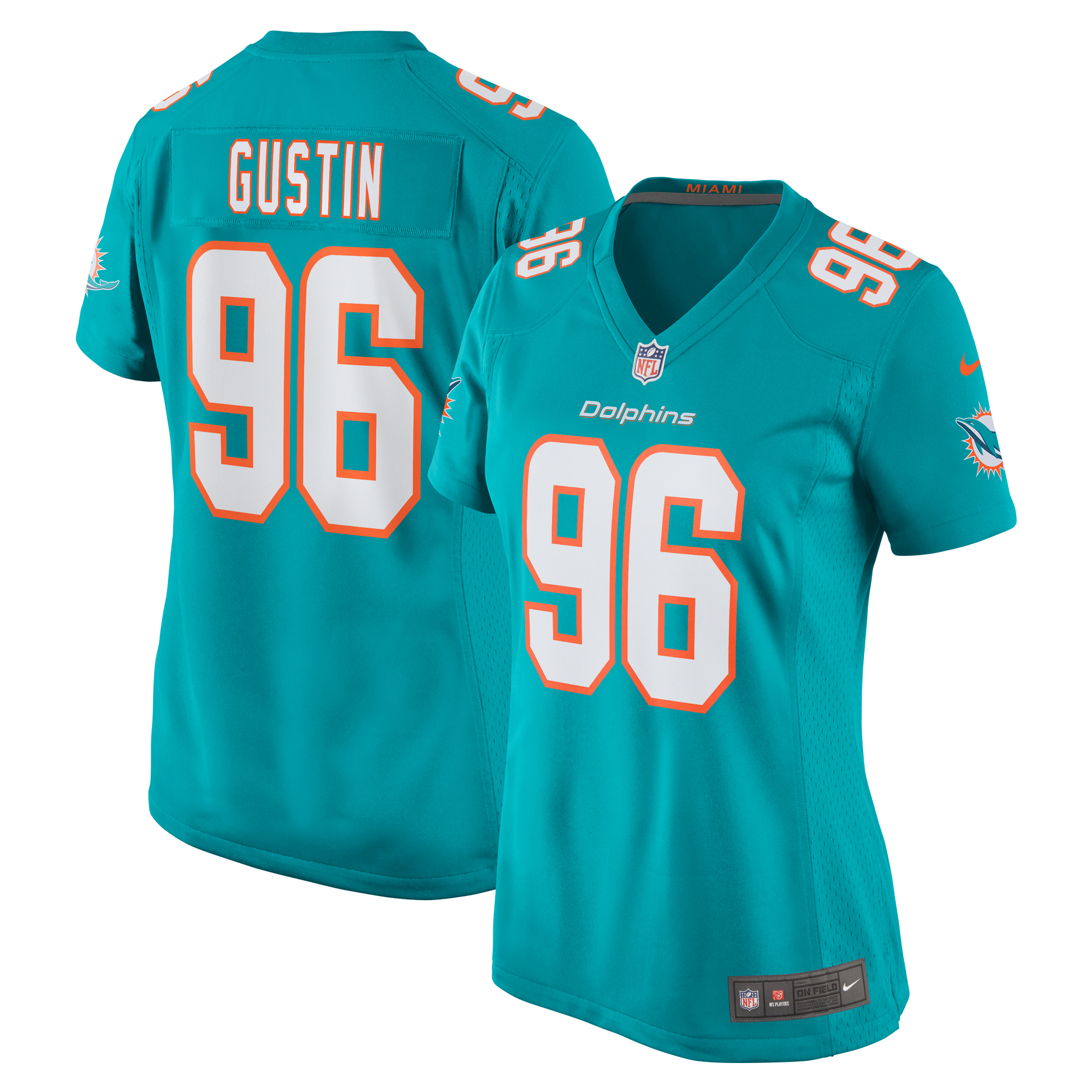 Porter Gustin Miami Dolphins Women's Game Player Jersey - Aqua
