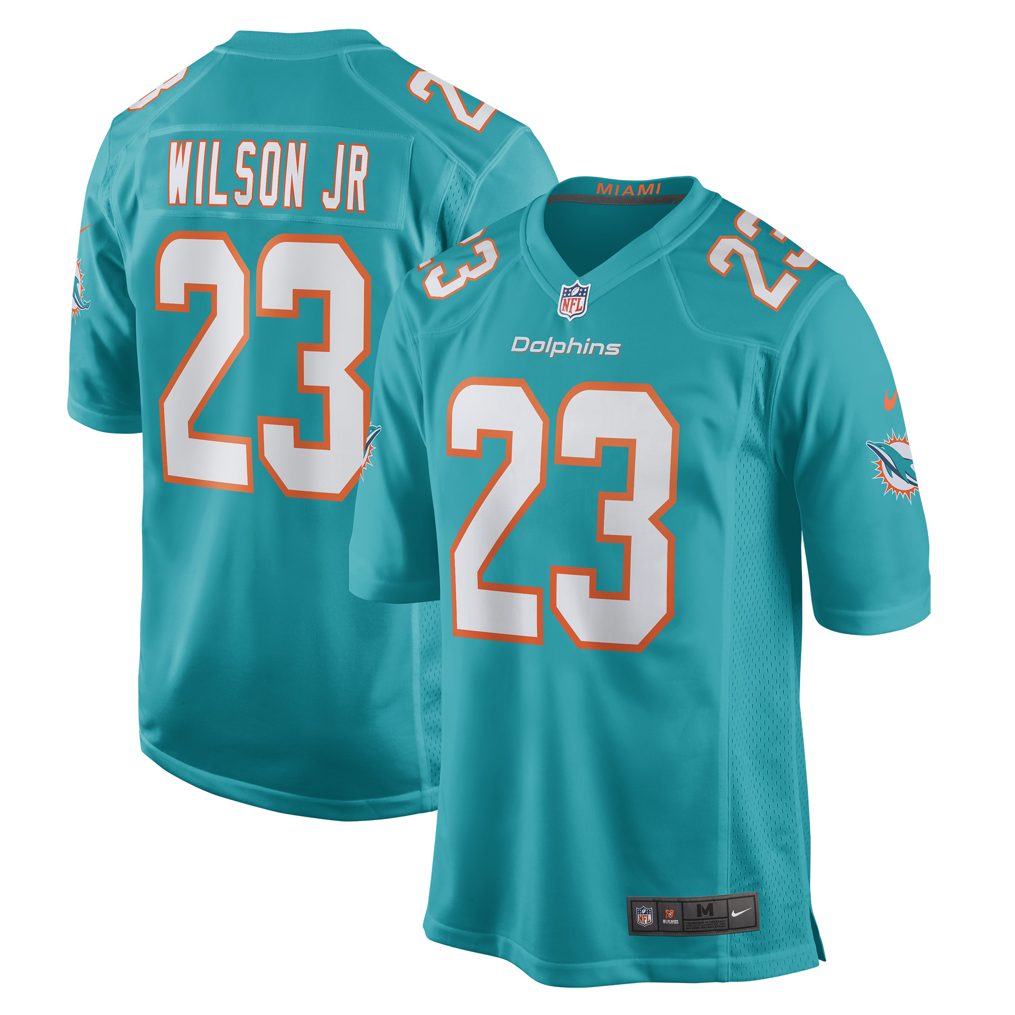 Jeff Wilson Jr. Miami Dolphins Game Player Jersey - Aqua