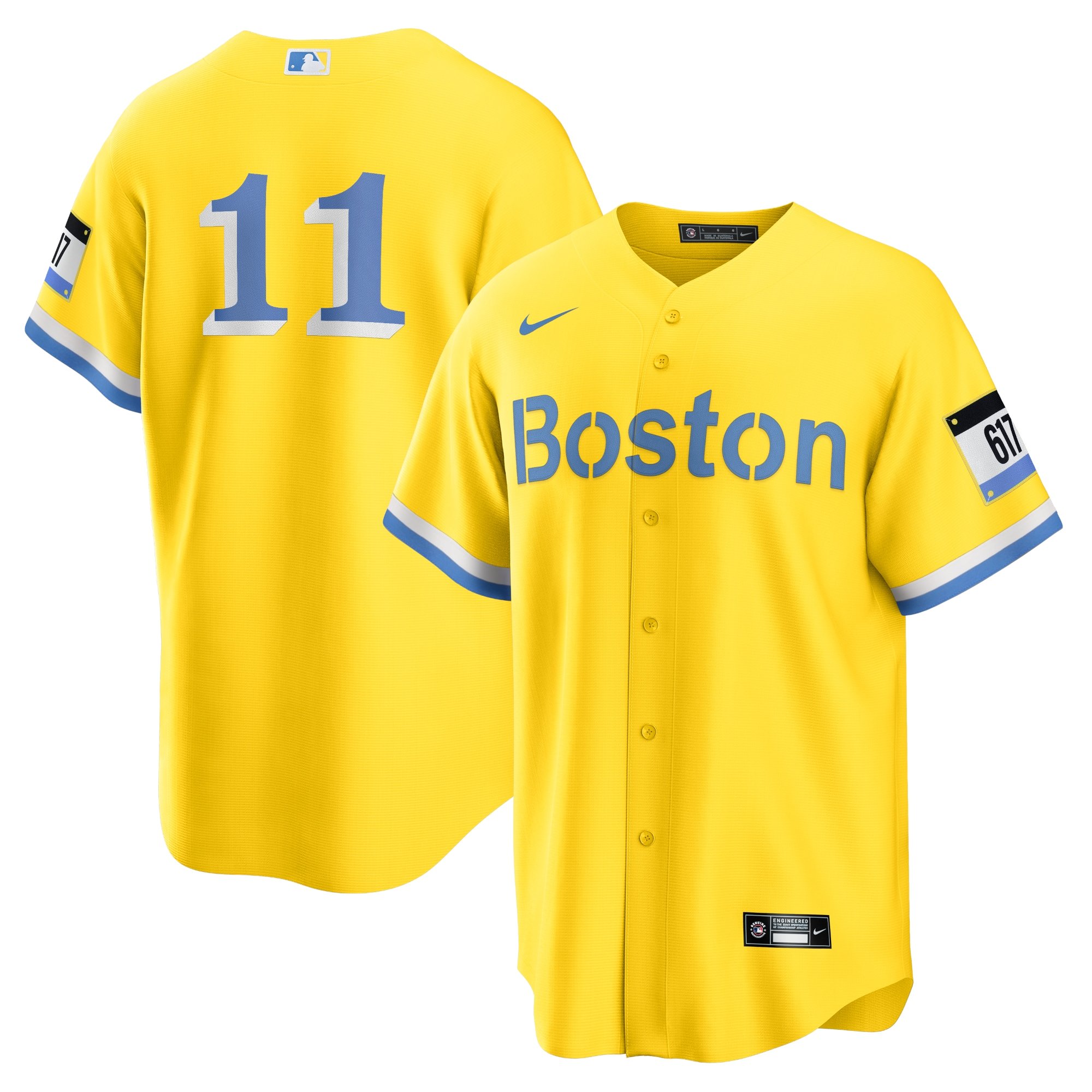 Men's Boston Red Sox Rafael Devers  Gold/Light Blue City Connect Replica Player Jersey