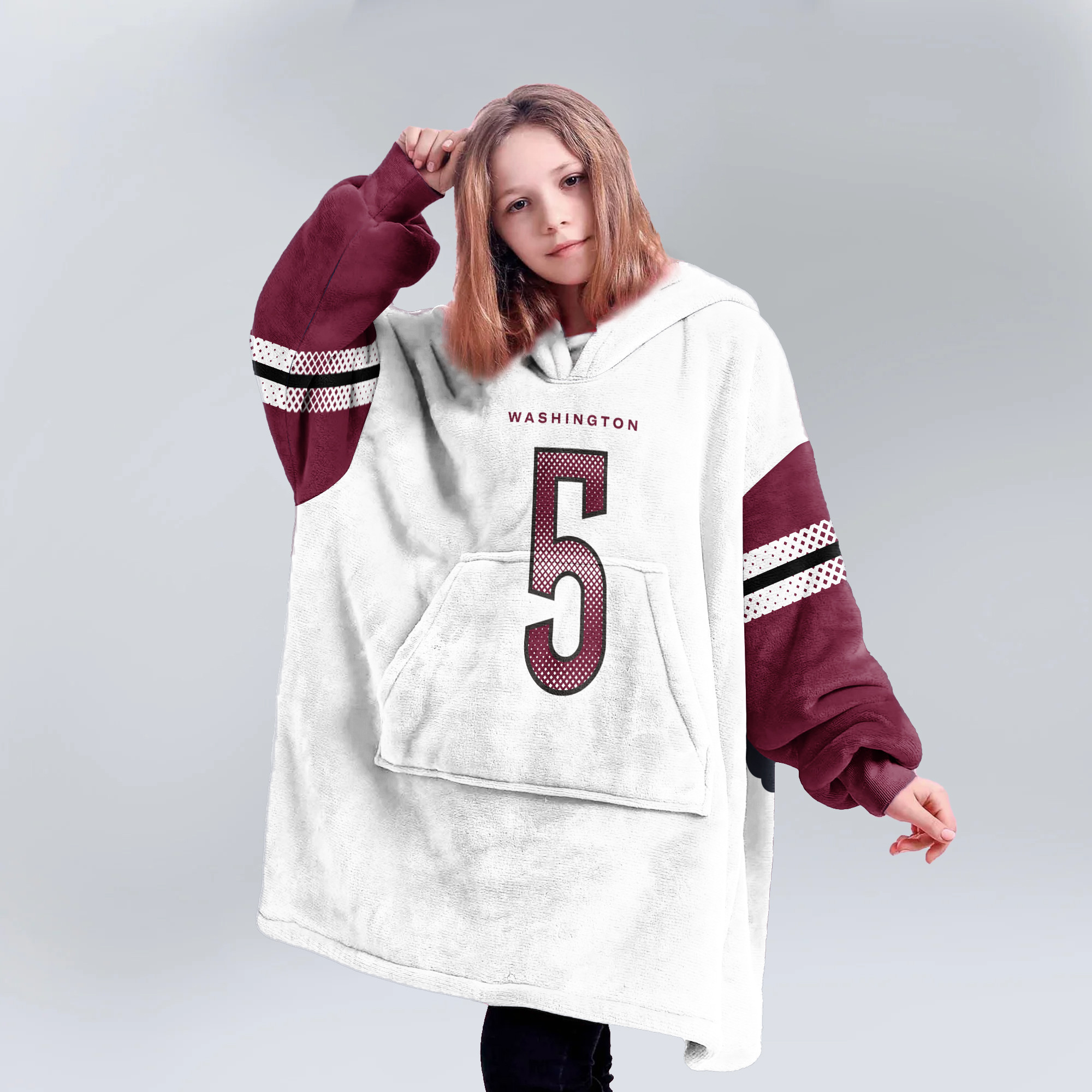 Adult 5 Washington Football Unisex Blanket Hoodie