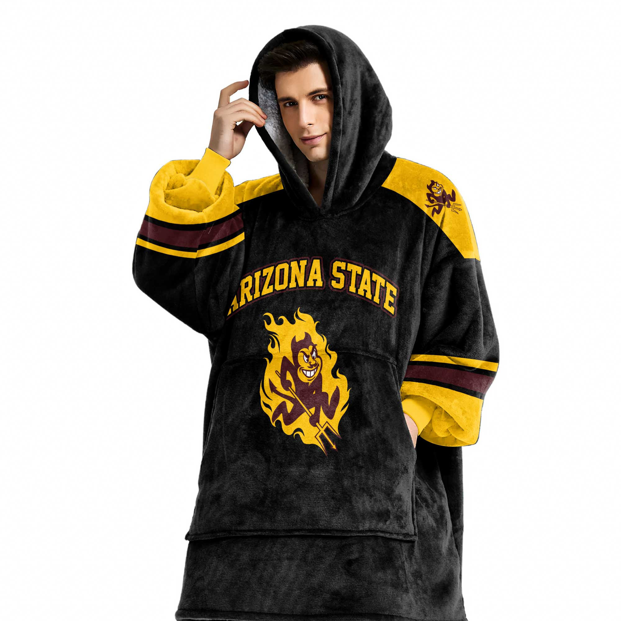 Adult #1 Arizona State Football Unisex Blanket Hoodie