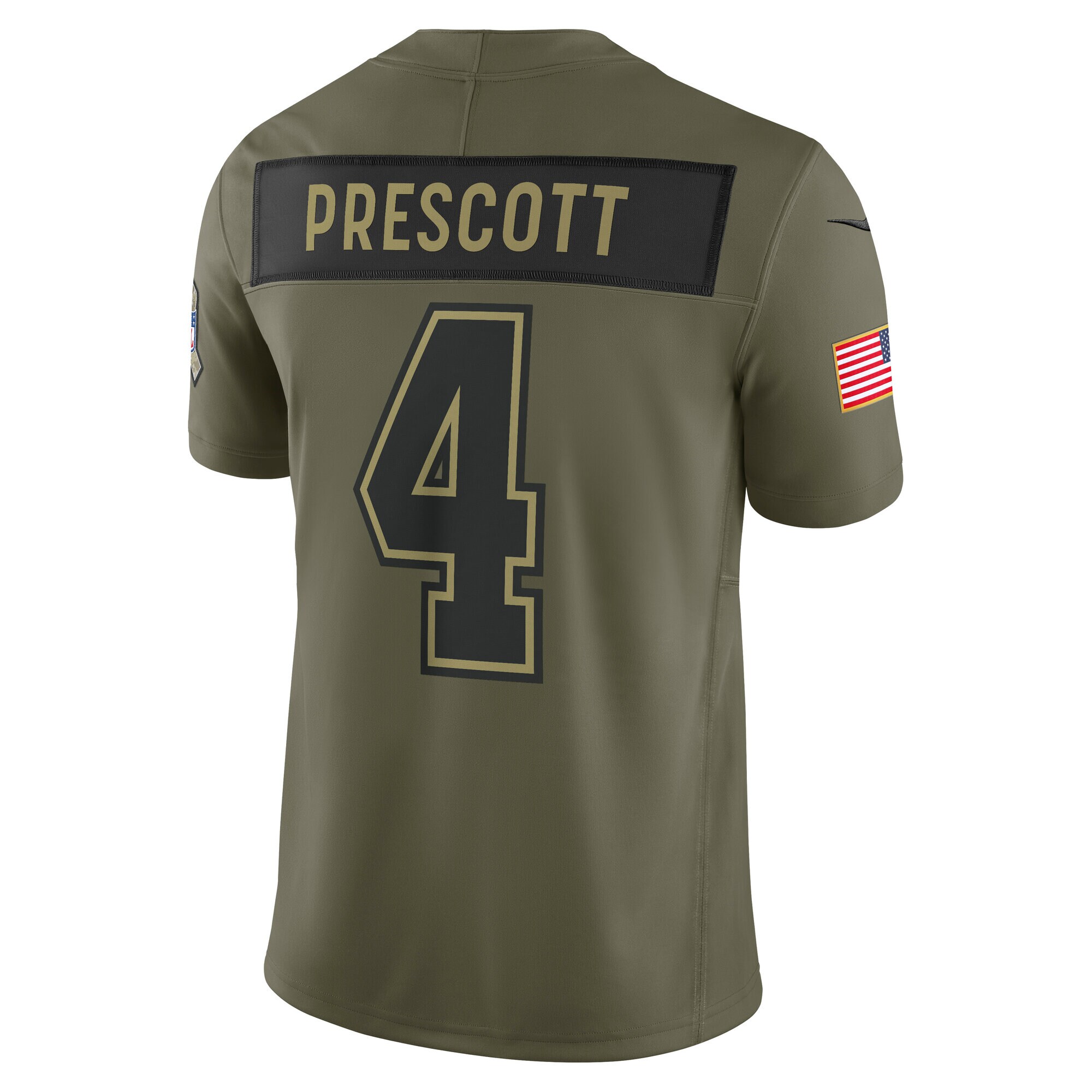 Men's Dallas Cowboys Dak Prescott Olive 2025 Salute to Service Limited Jersey