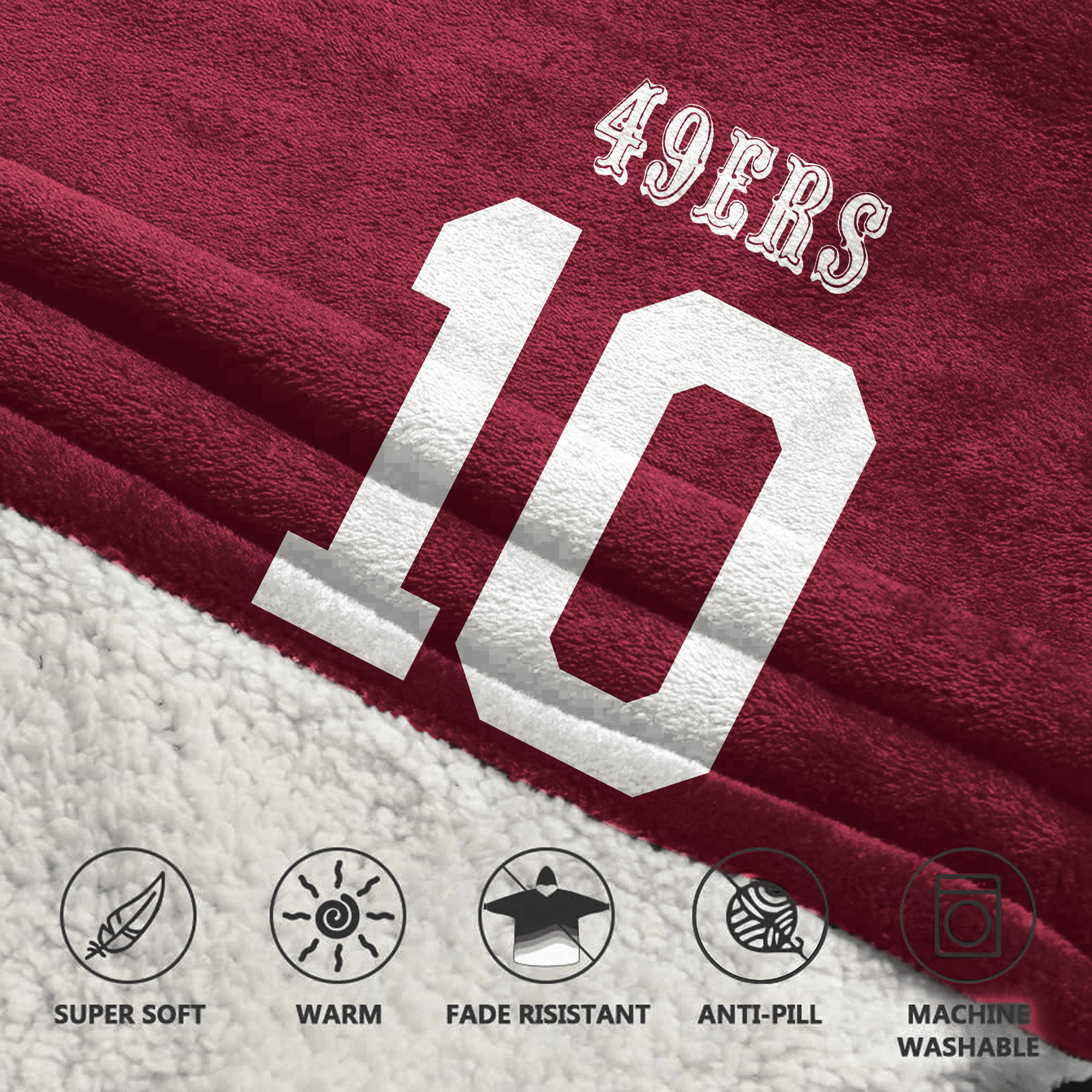 Adult M.J 10 San Francisco 49ers Football Unisex Blanket Hoodie