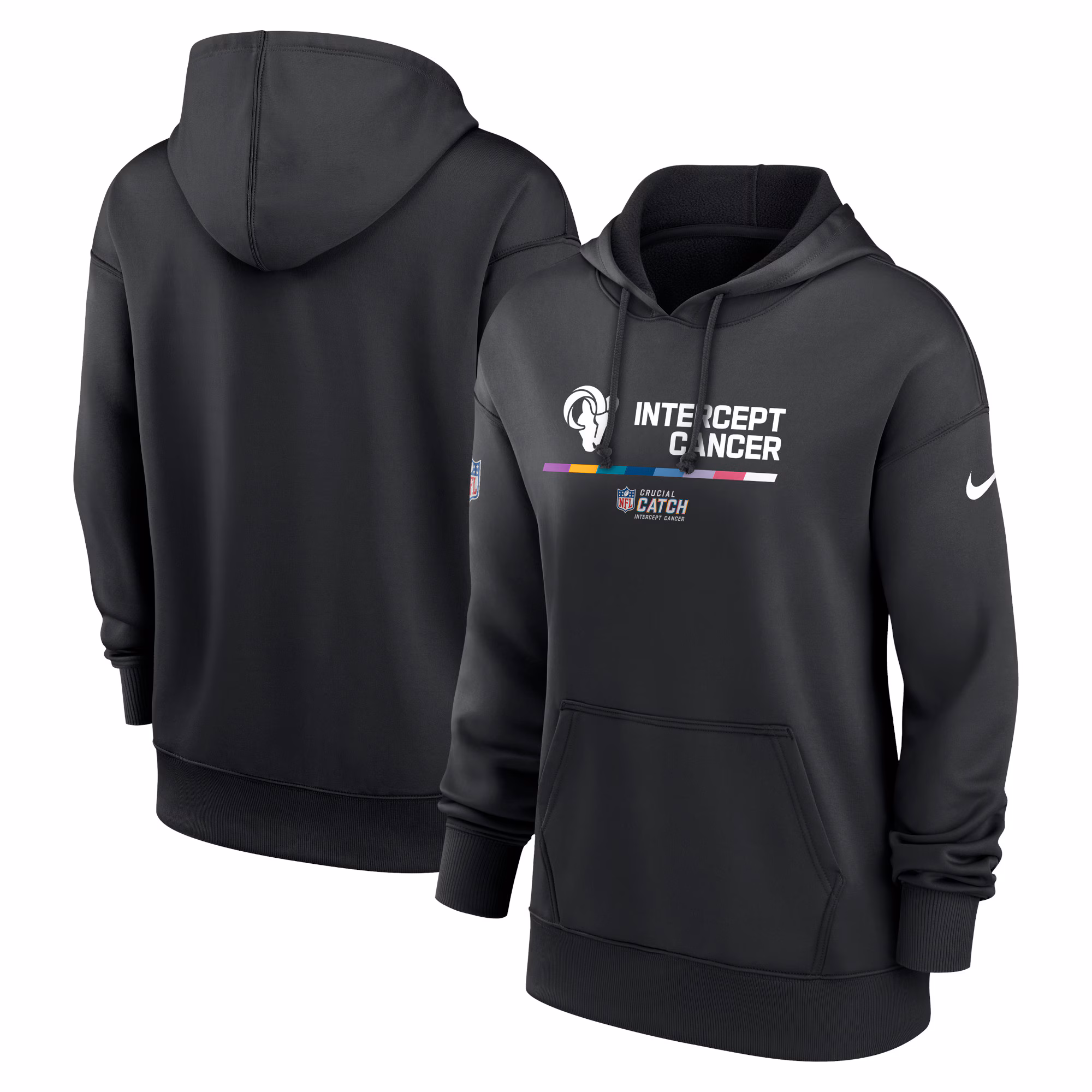 Los Angeles Rams Women's 2022 NFL Crucial Catch Therma Performance Pullover Hoodie - Black