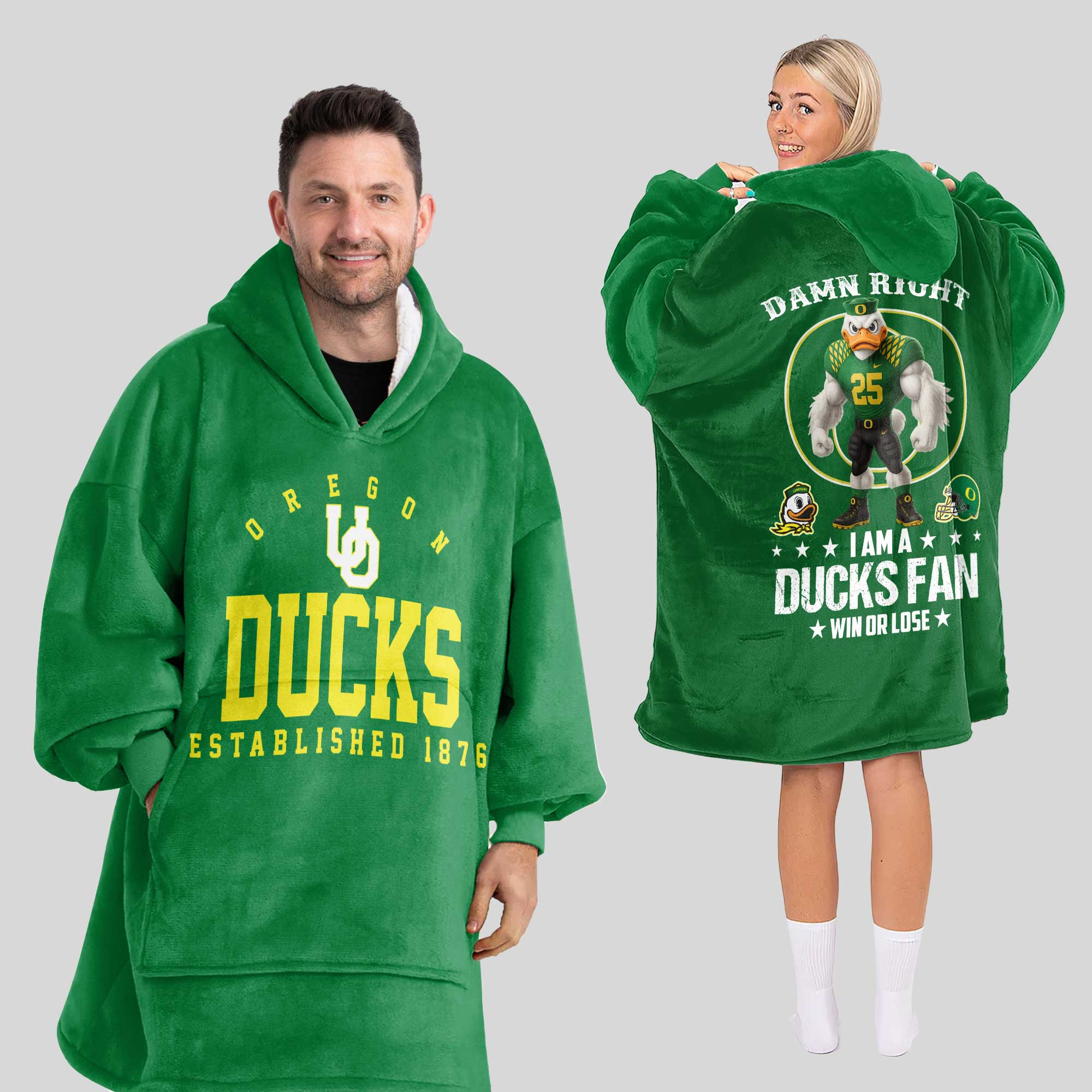 Adult Oregon Football Unisex Blanket Hoodie