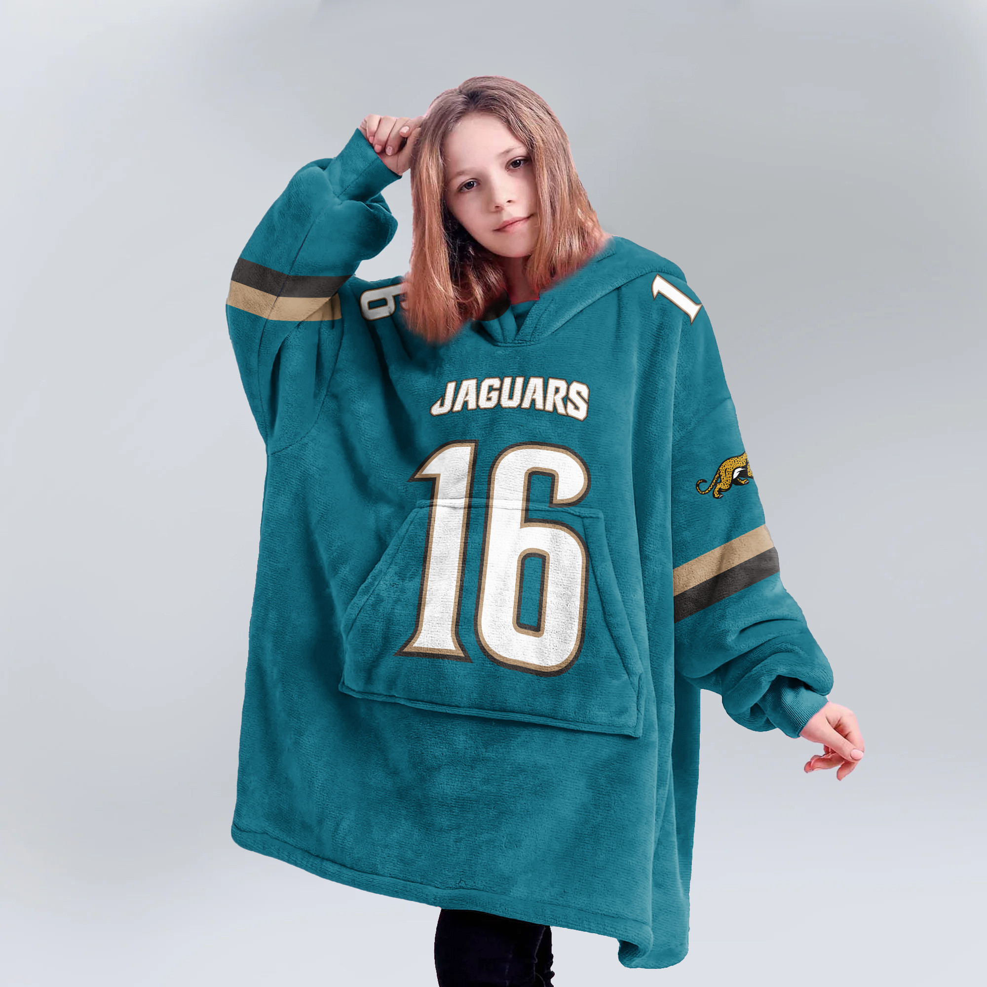 Adult TL 16 Jacksonville Jaguars Football Unisex Blanket Hoodie