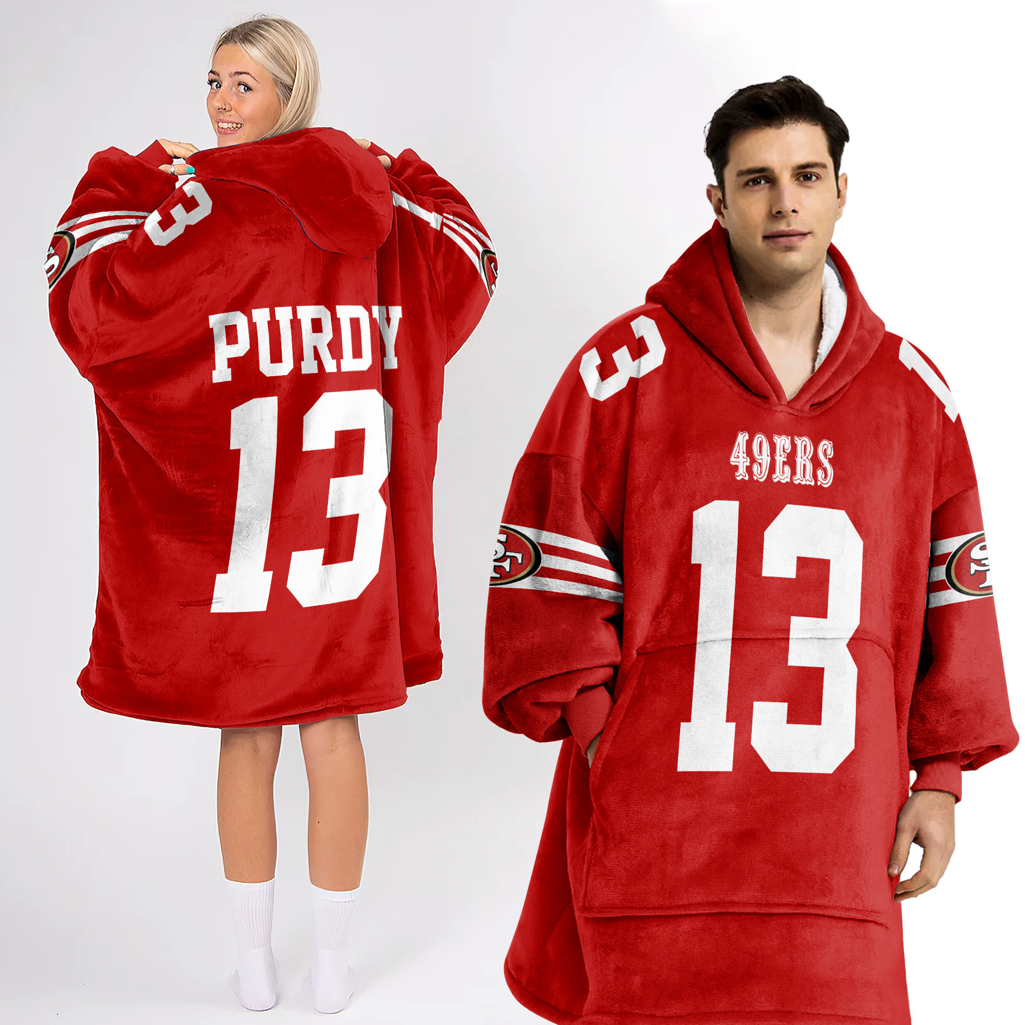 Adult B.P. 13 San Francisco 49ers Football Unisex Blanket Hoodie