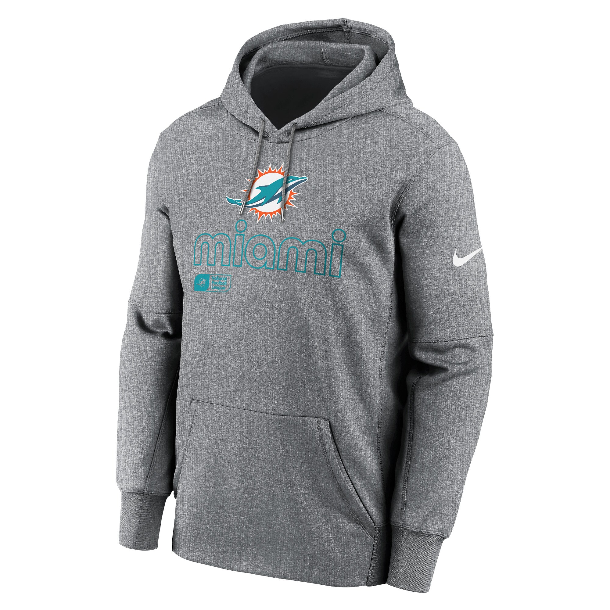 Miami Dolphins Performance Pullover Hoodie - Heather Gray