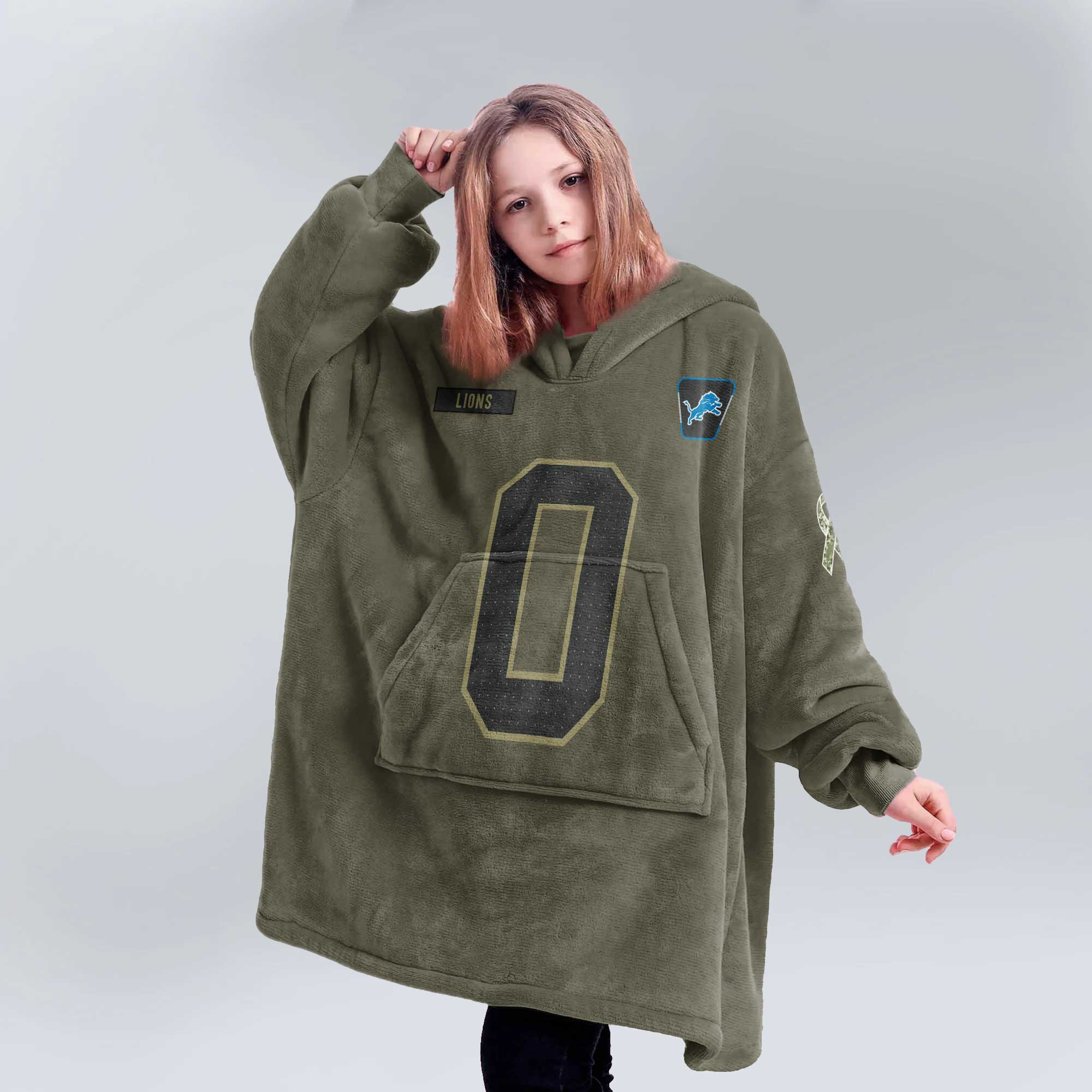 Army J.G 0 Detroit Football Unisex Blanket Hoodie