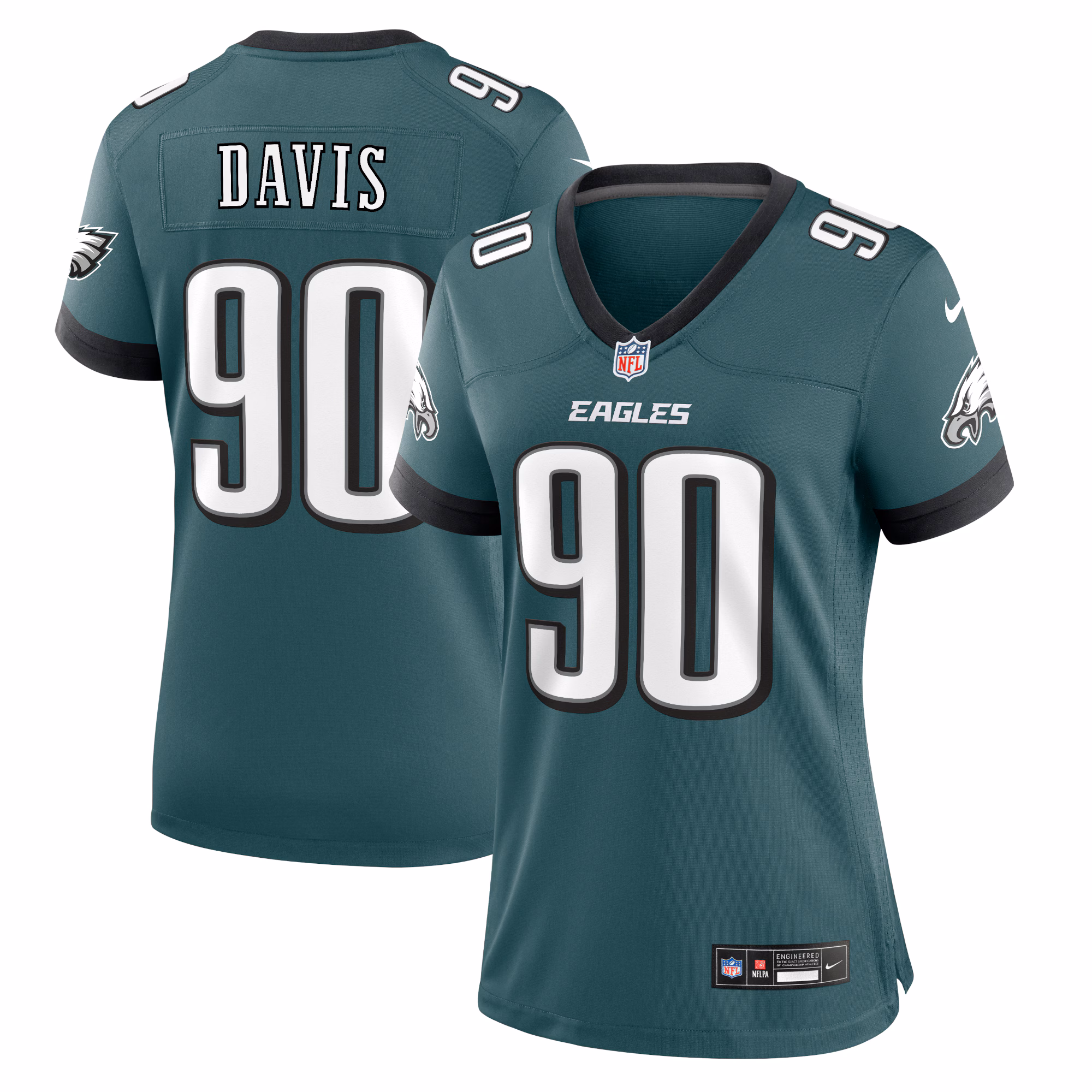 Davis Philadelphia Eagles Women's Team Game Jersey - Midnight Green