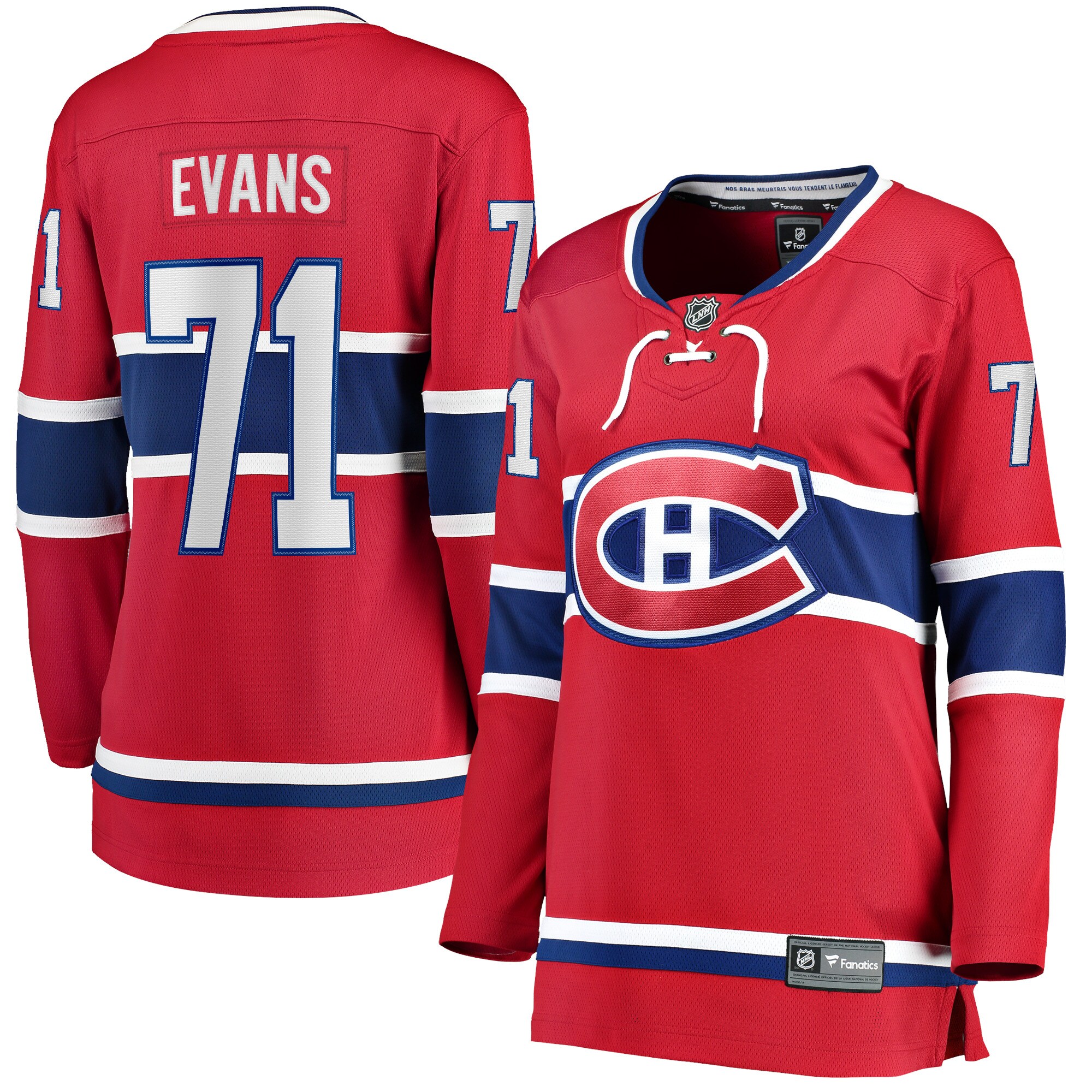 Jake Evans Montreal Canadiens Women's Home Breakaway Player Jersey - Red