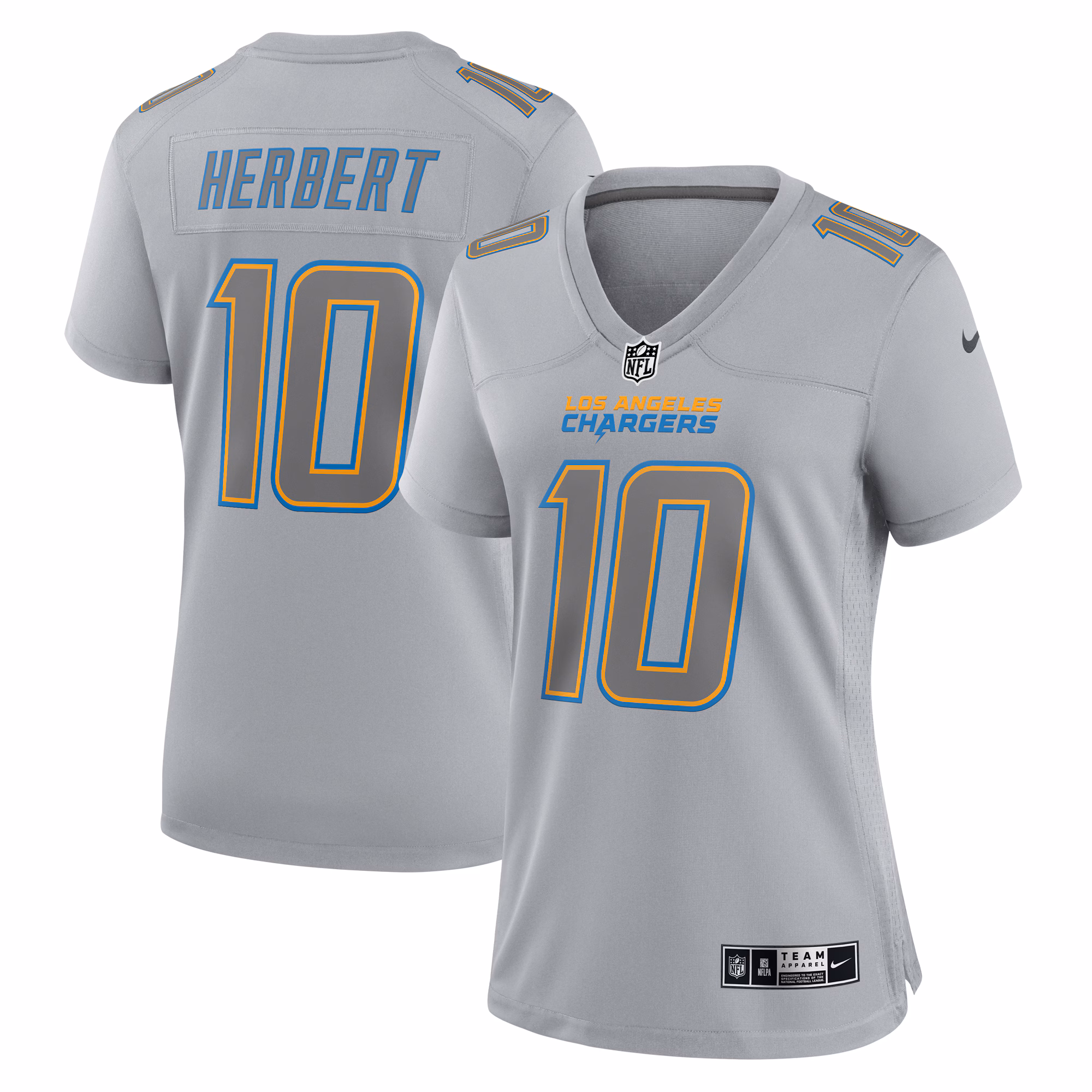 Justin Herbert Los Angeles Chargers Women's Atmosphere Fashion Game Jersey - Gray