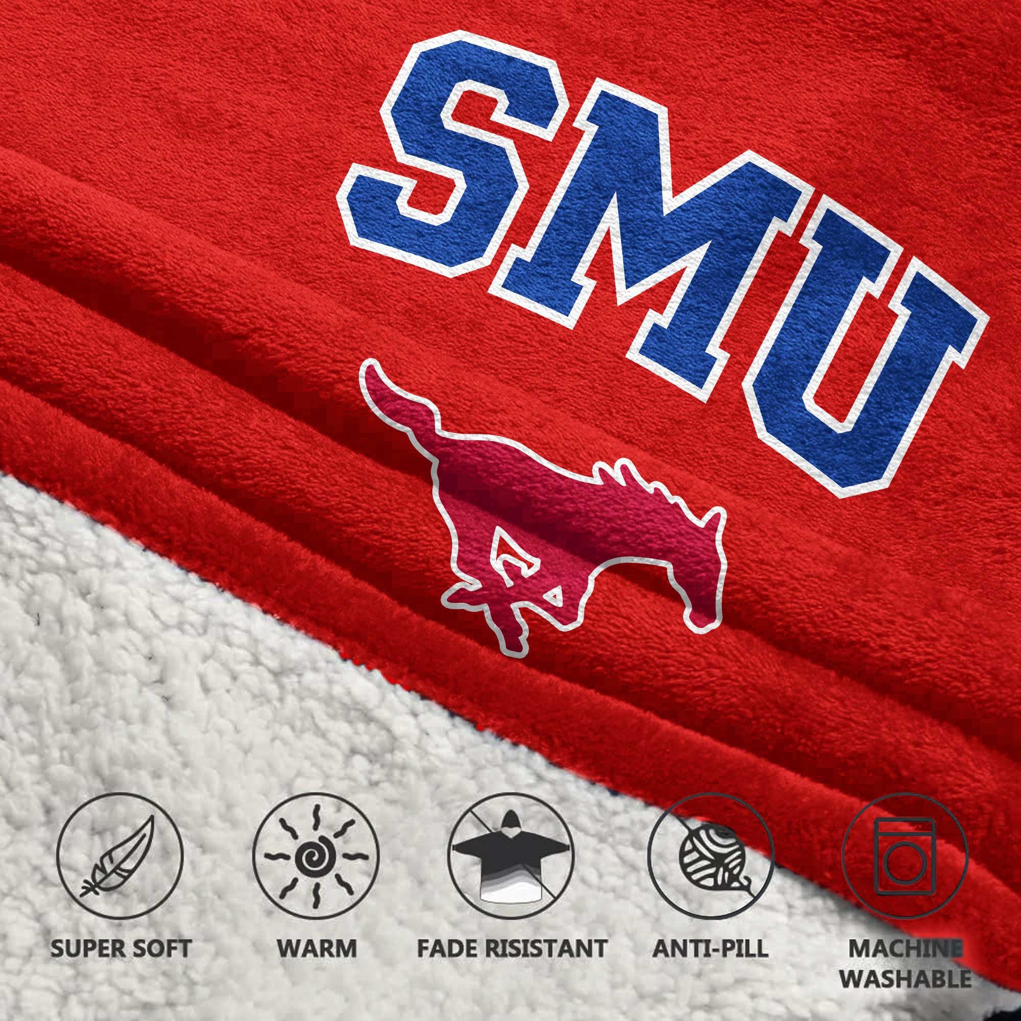 Adult SMU Football Unisex Blanket Hoodie