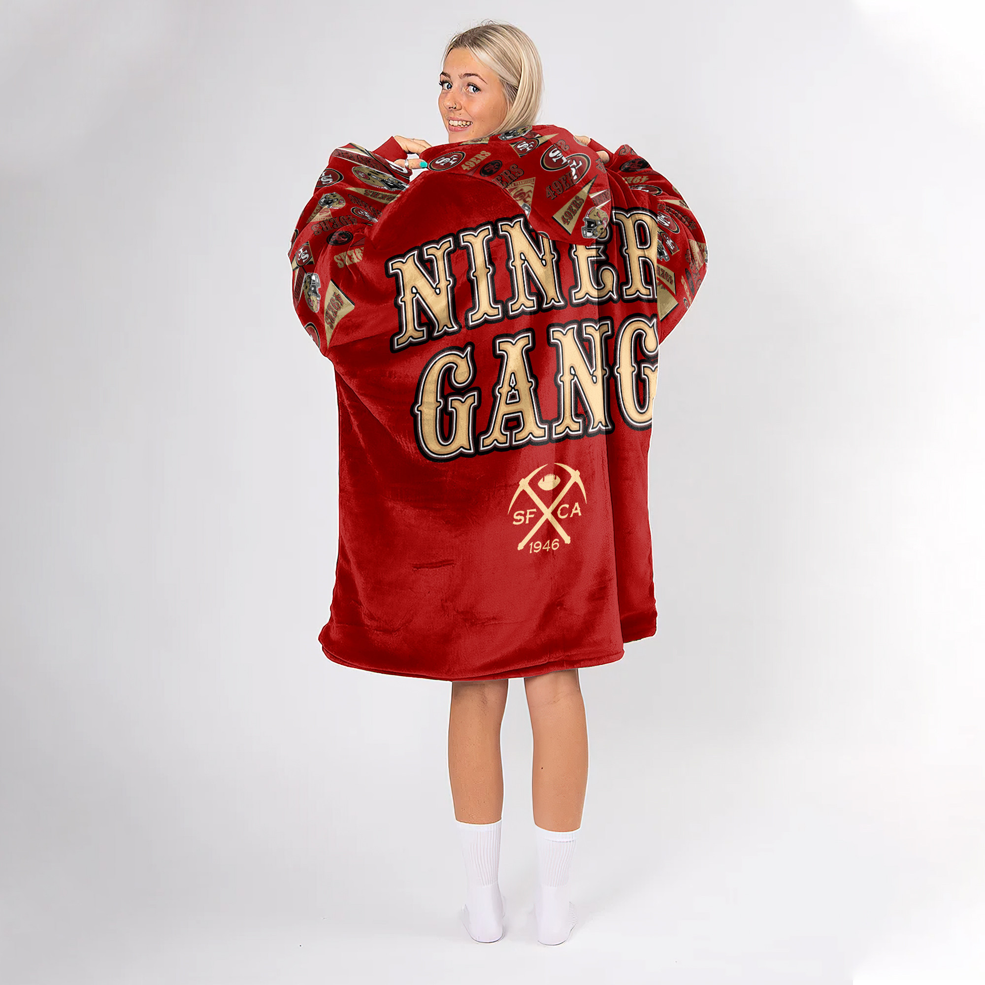 Adult San Francisco 49ers Football Unisex Blanket Hoodie