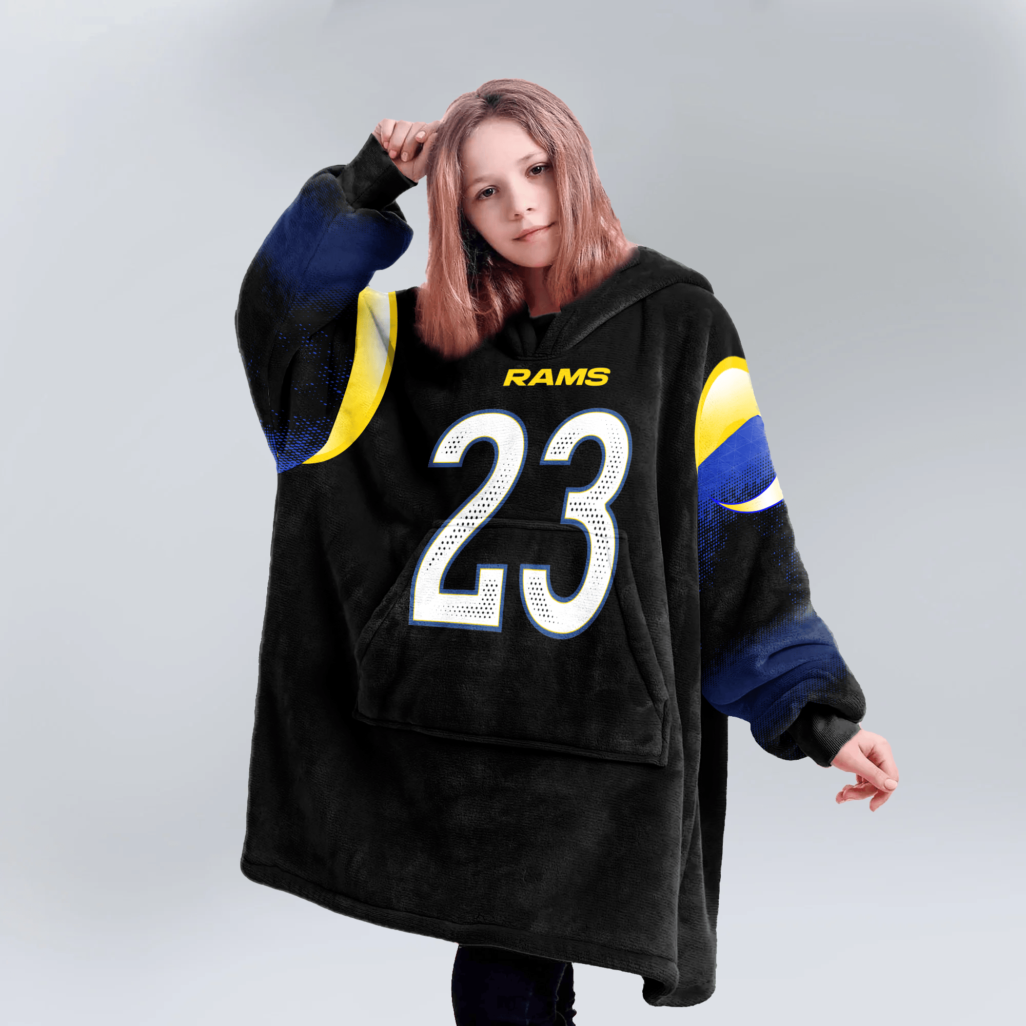 Kid K.W 23 Los Angeles R Football Unisex Blanket Hoodie