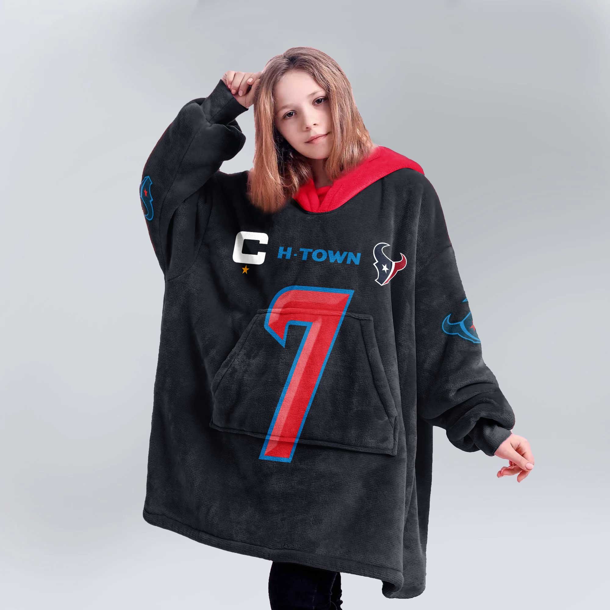 Adult Captain C.S 7 Houston Football Unisex Blanket Hoodie