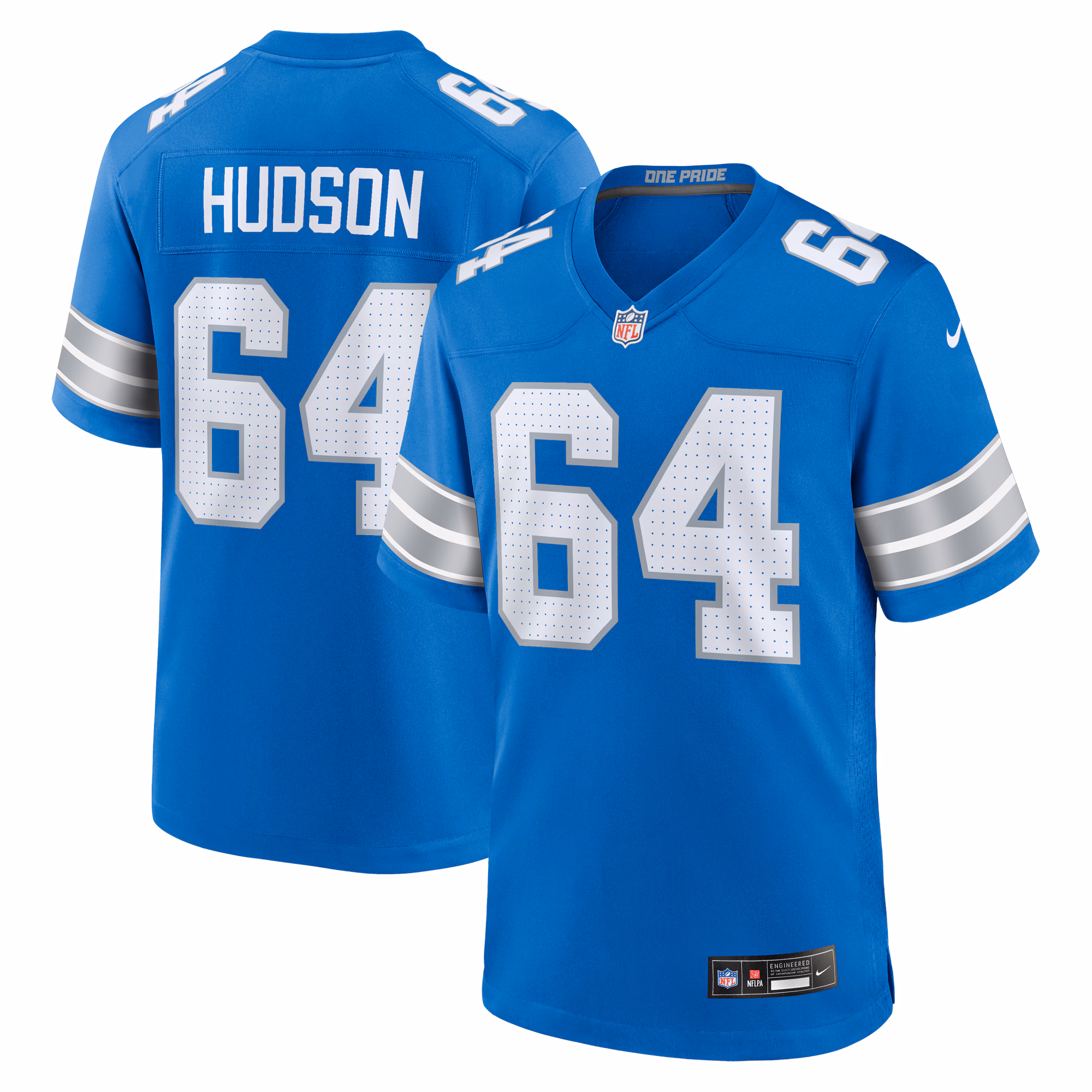 Bryan Hudson Detroit Lions Game Jersey -  Blue