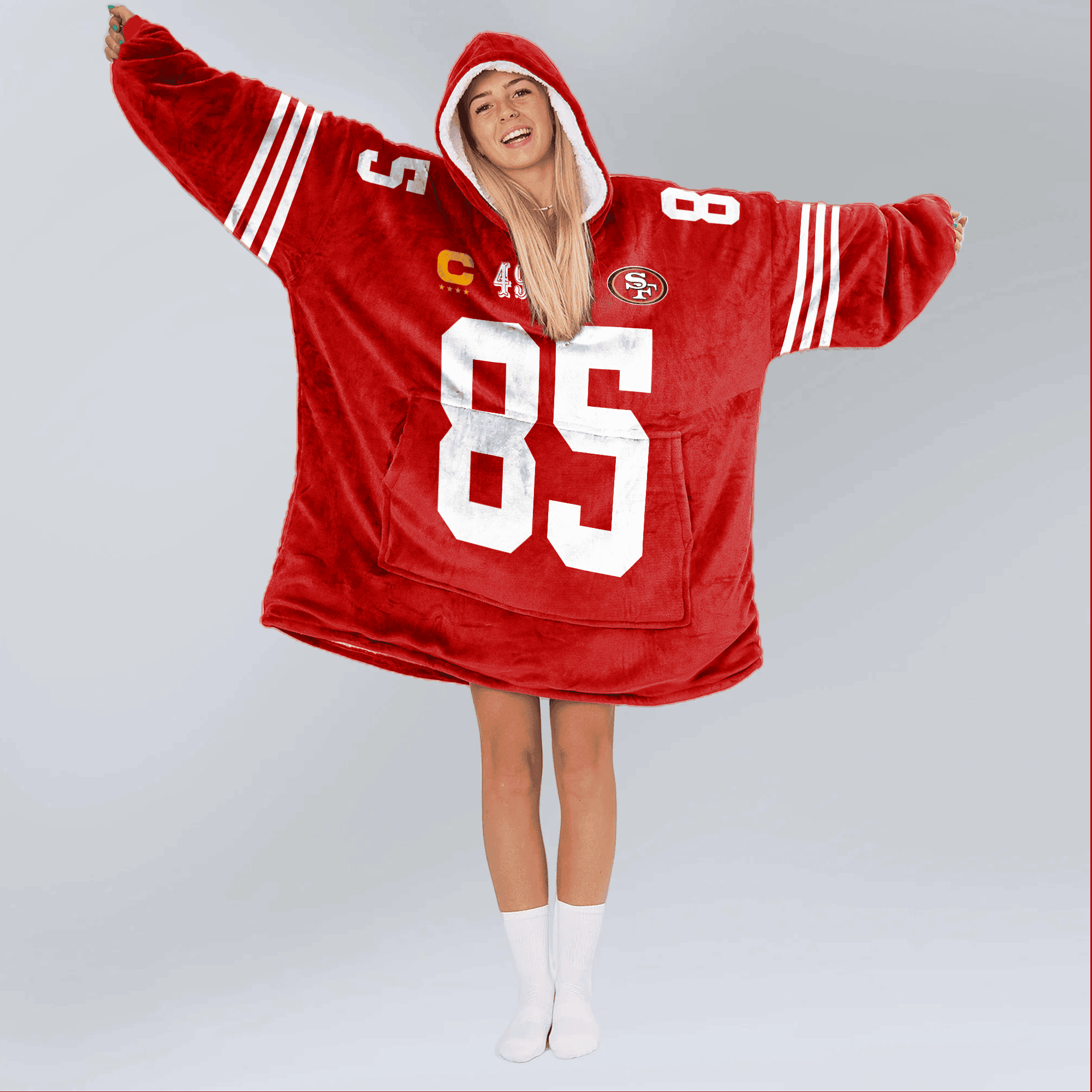 Adult Captain G.K. 85 San Francisco 49ers Football Unisex Blanket Hoodie