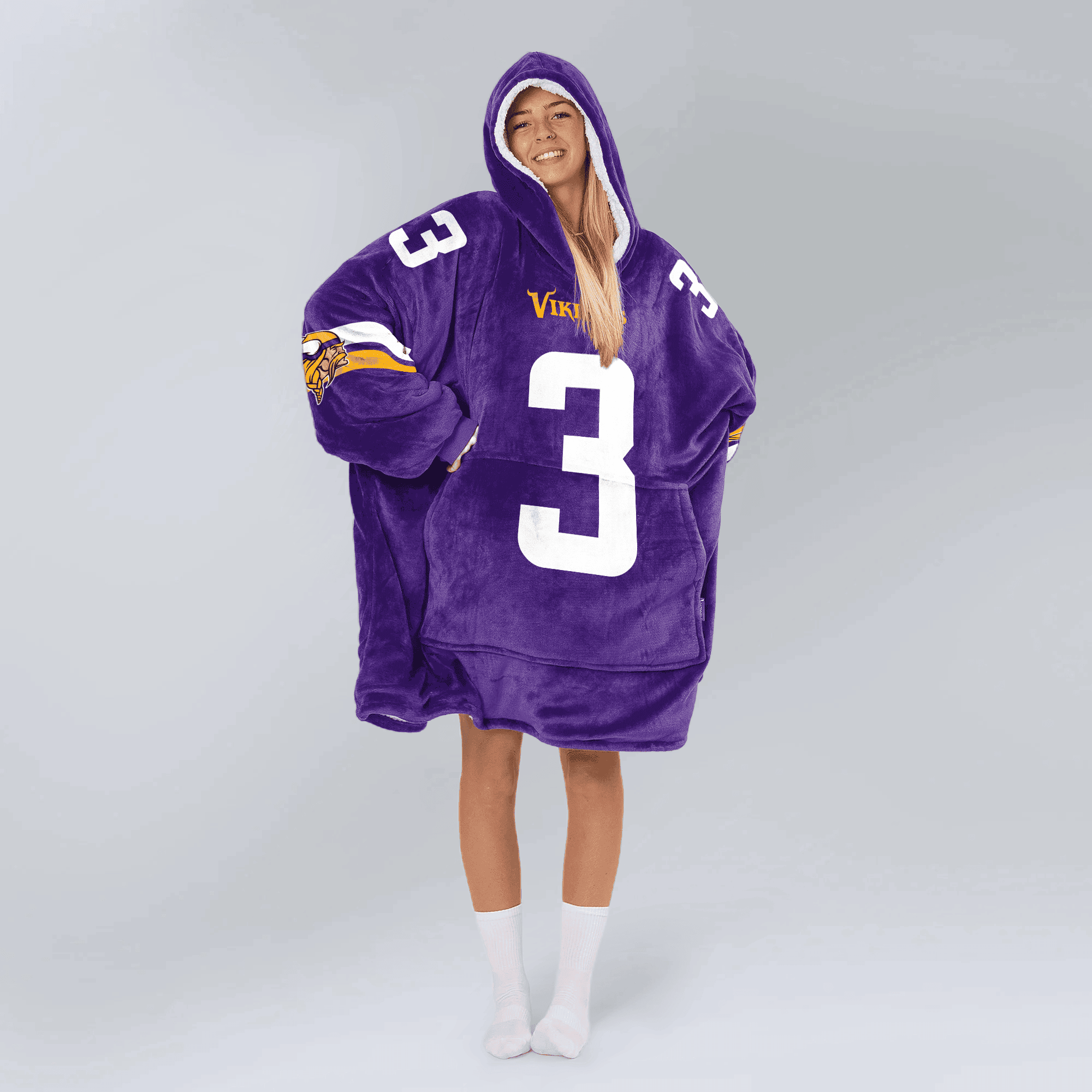 Adult 3 Minnesota Football Unisex Blanket Hoodie