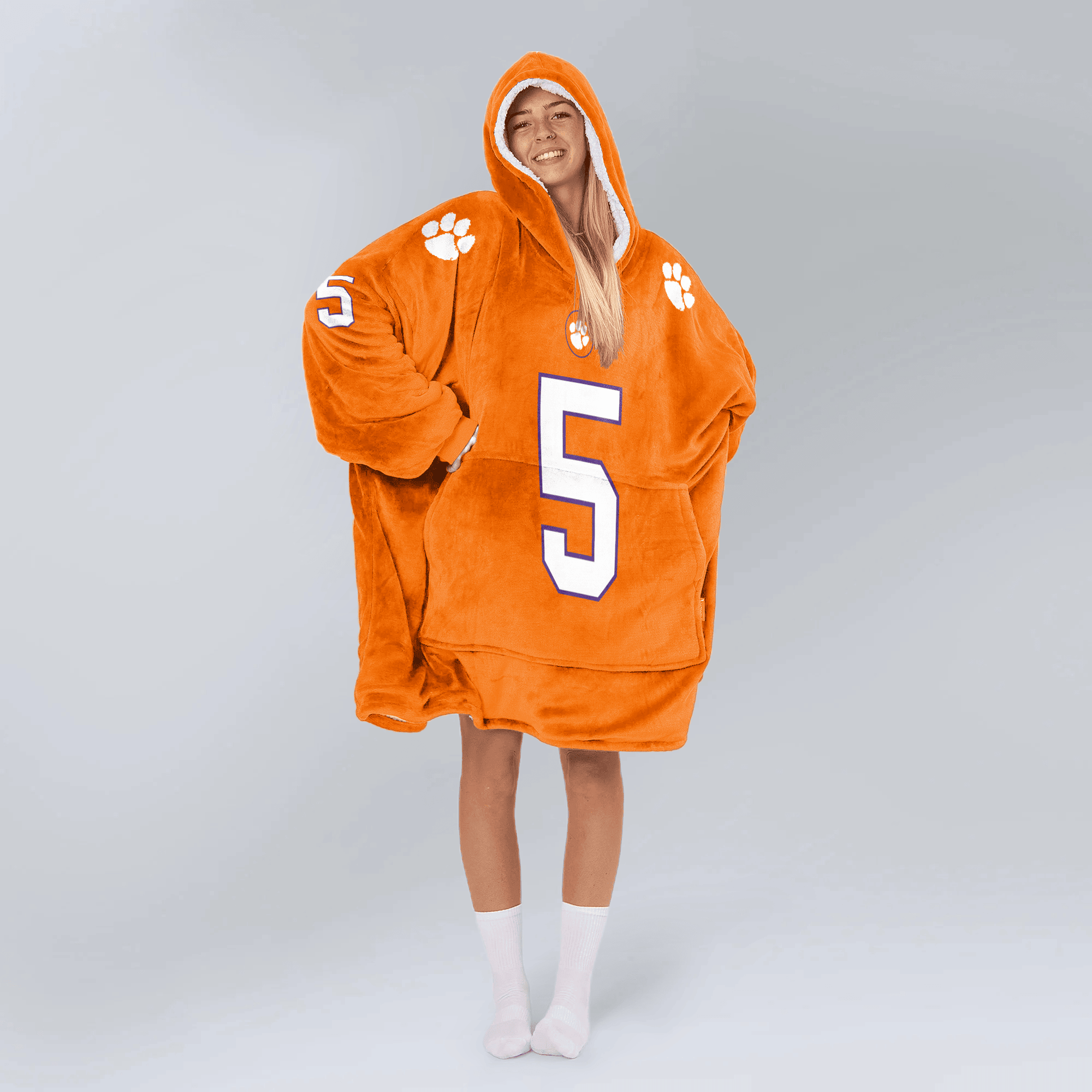Adult 5 Clemson Football Unisex Blanket Hoodie