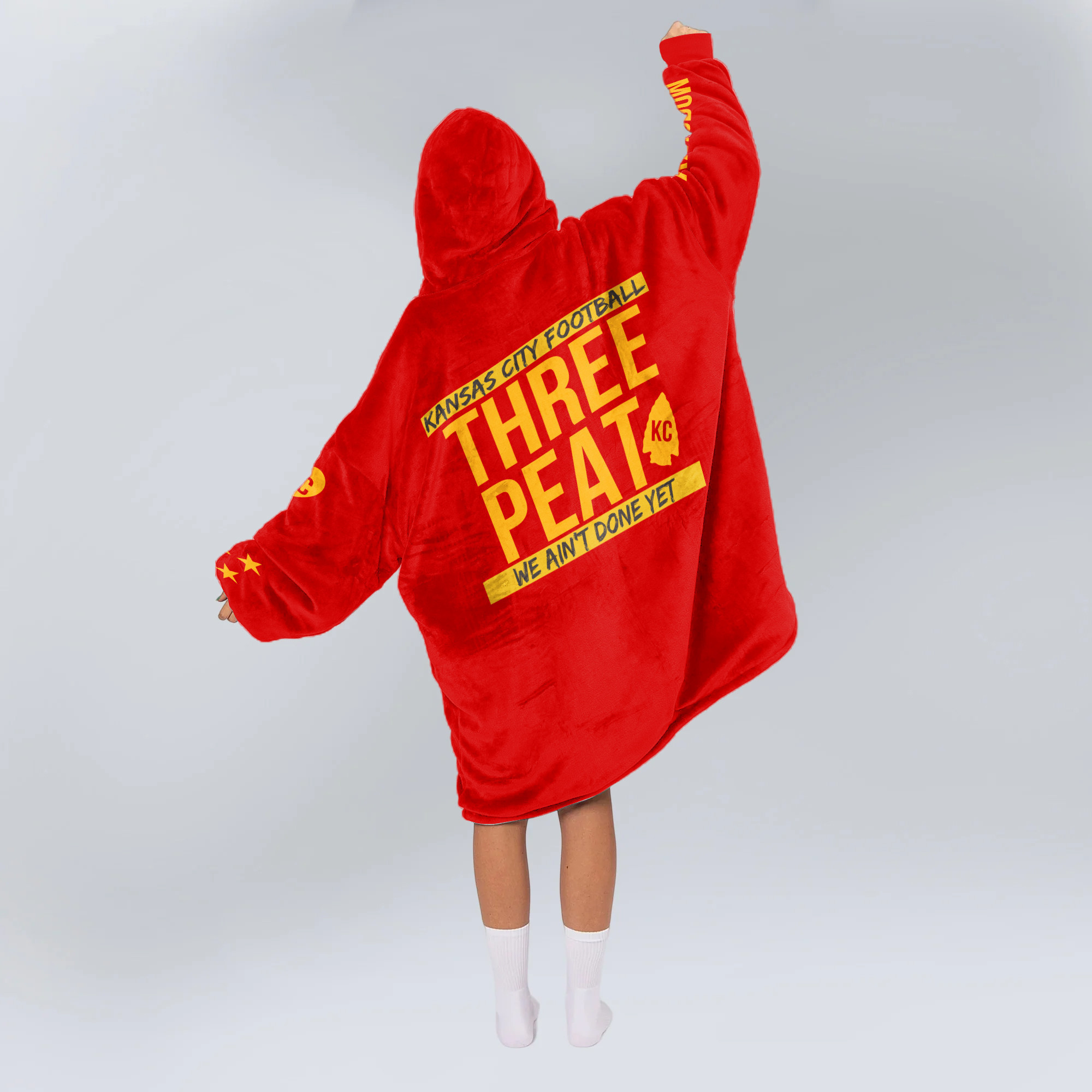 Adult 3 Peat Kansas City Football Unisex Blanket Hoodie