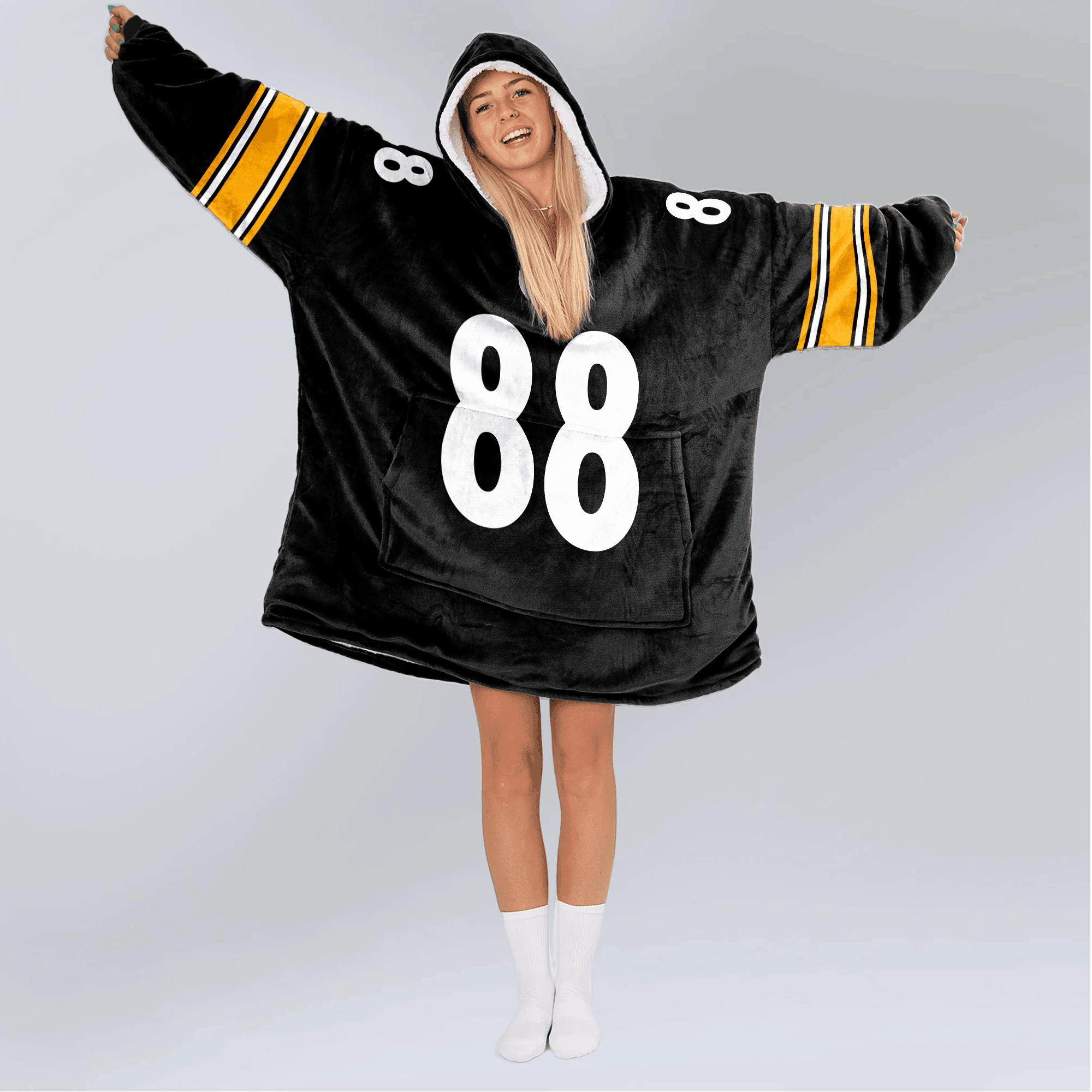 Adult 88 Pittsburgh Football Unisex Blanket Hoodie