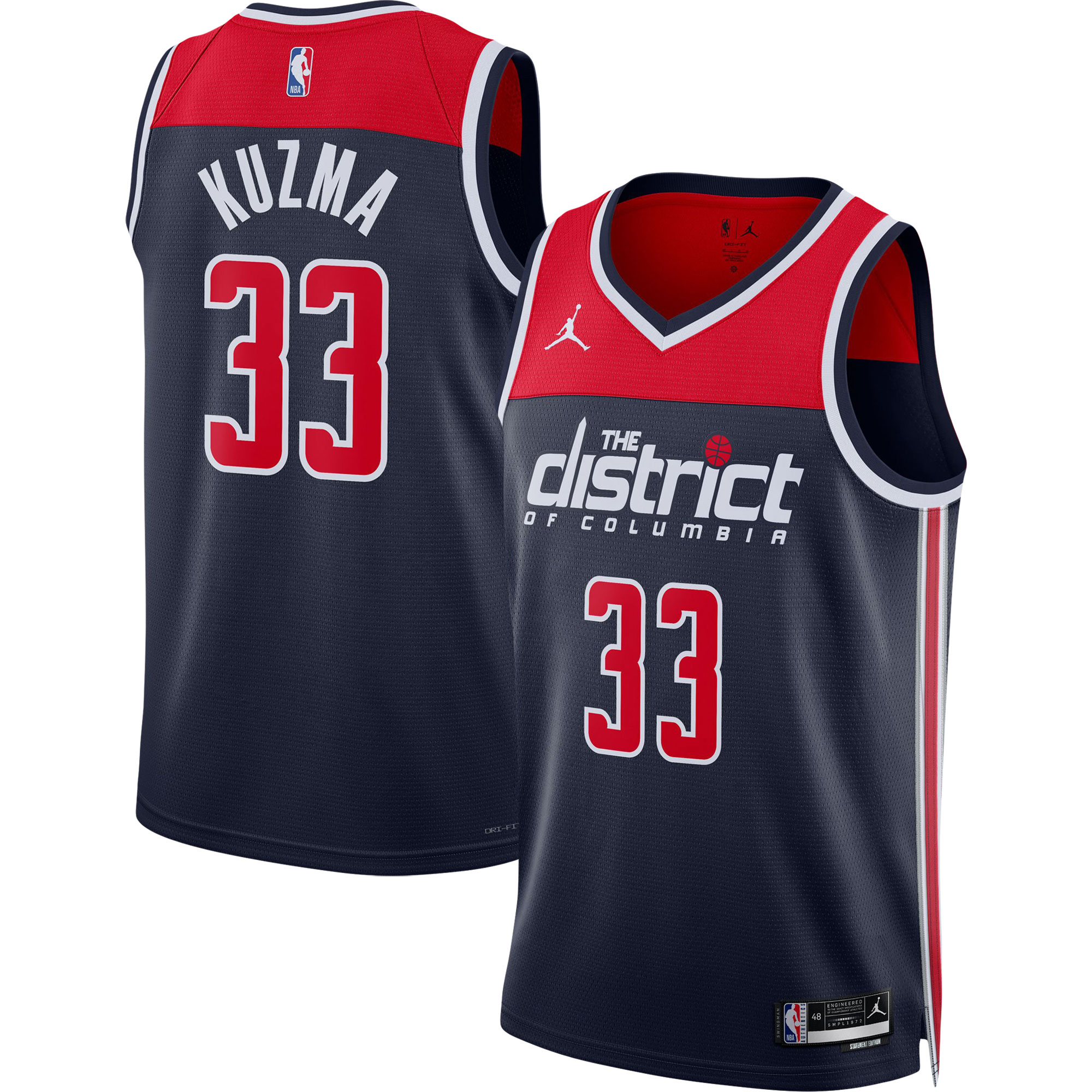 Kyle Kuzma 2022/23 Washington Wizards  Unisex Swingman Jersey - Statement Edition - Navy
