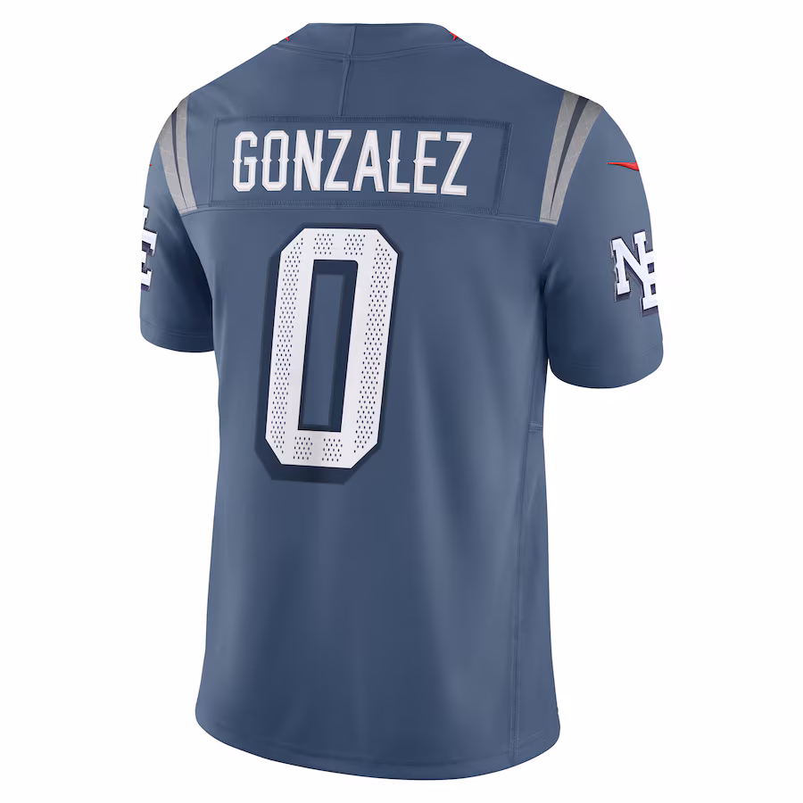 Christian Gonzalez #0 New England Patriots 2025 Rivalries Collection Limited Jersey - Storm Blue