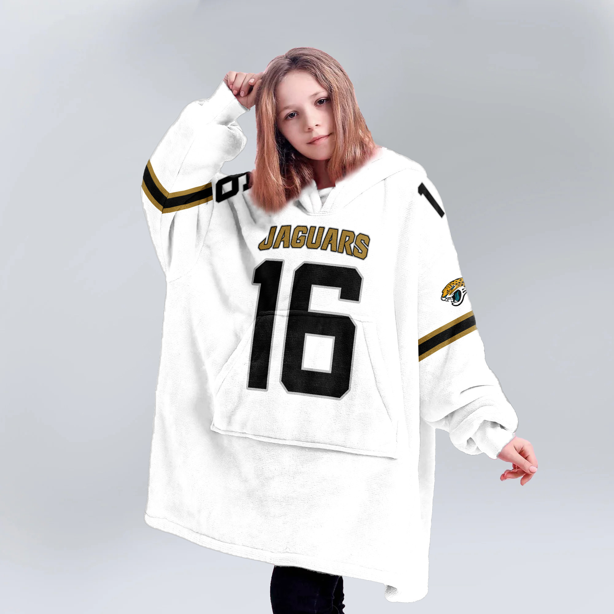 Kid 16 Jacksonville Football Unisex Blanket Hoodie