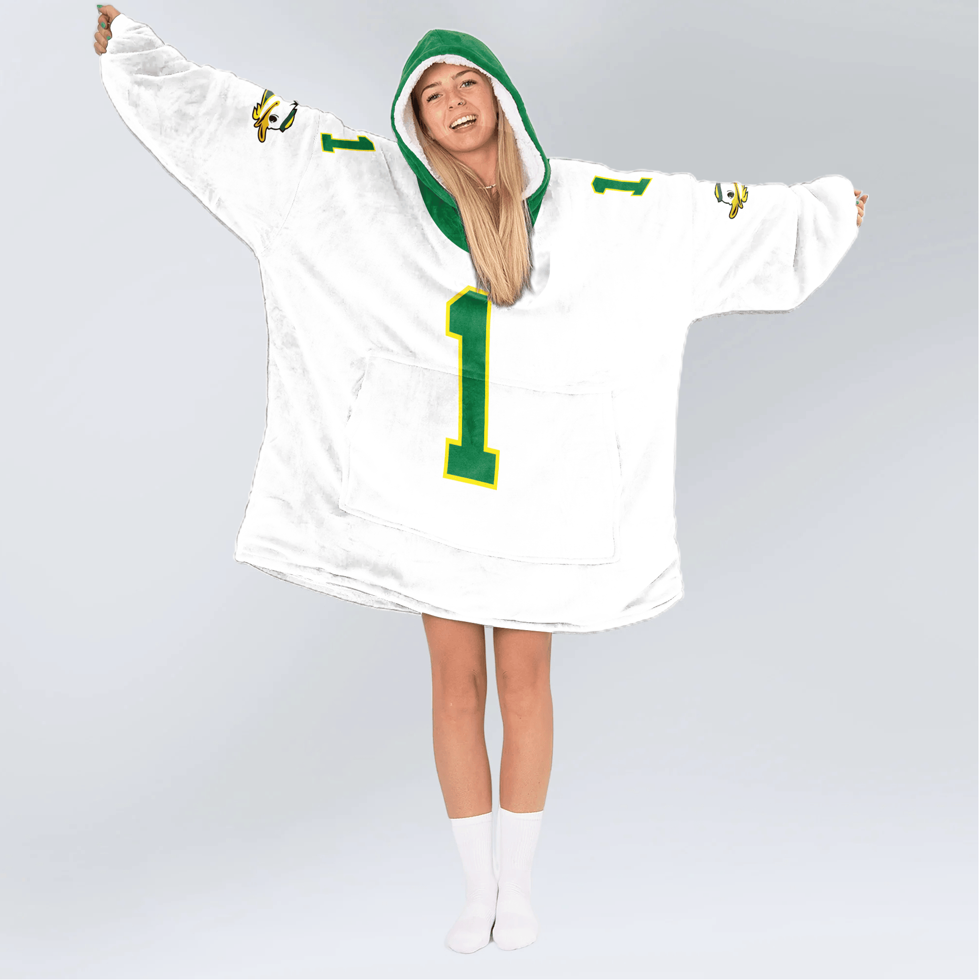 Adult #1 Oregon Football Unisex Blanket Hoodie