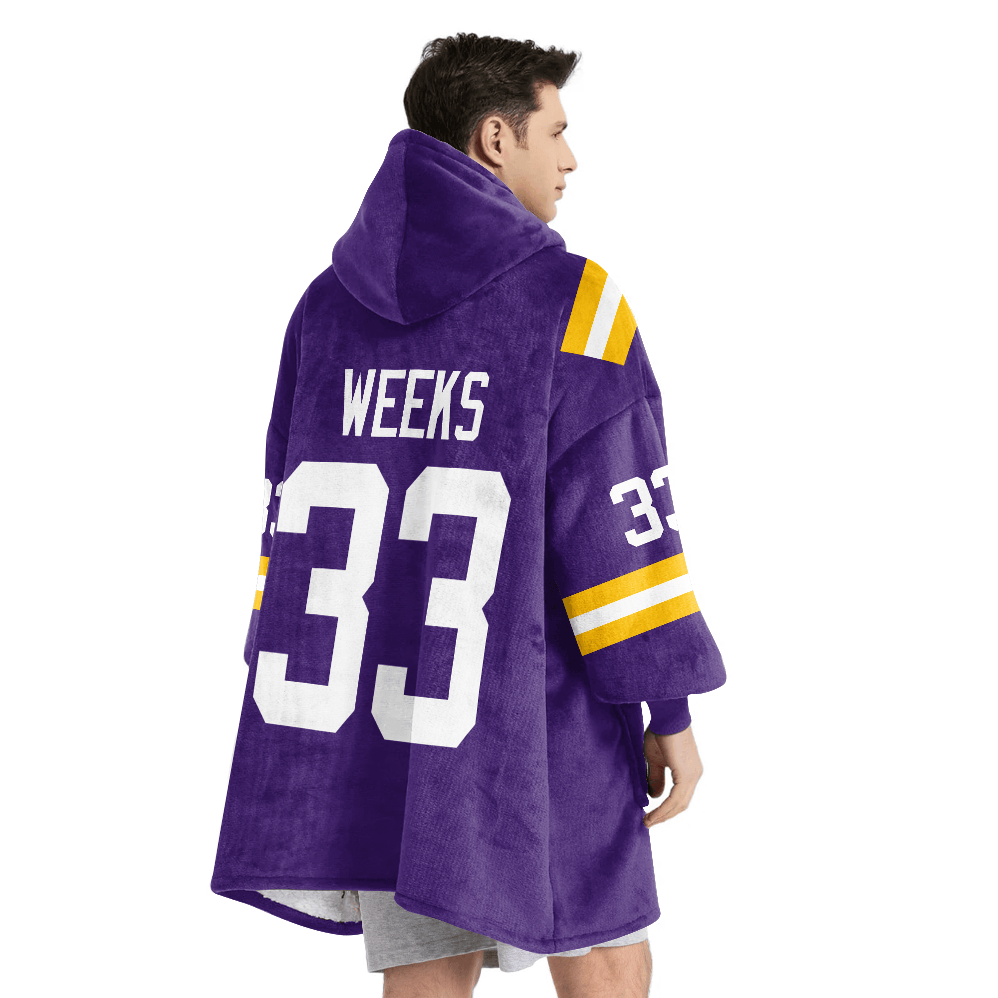Adult W.W 33 LSU Football Unisex Blanket Hoodie