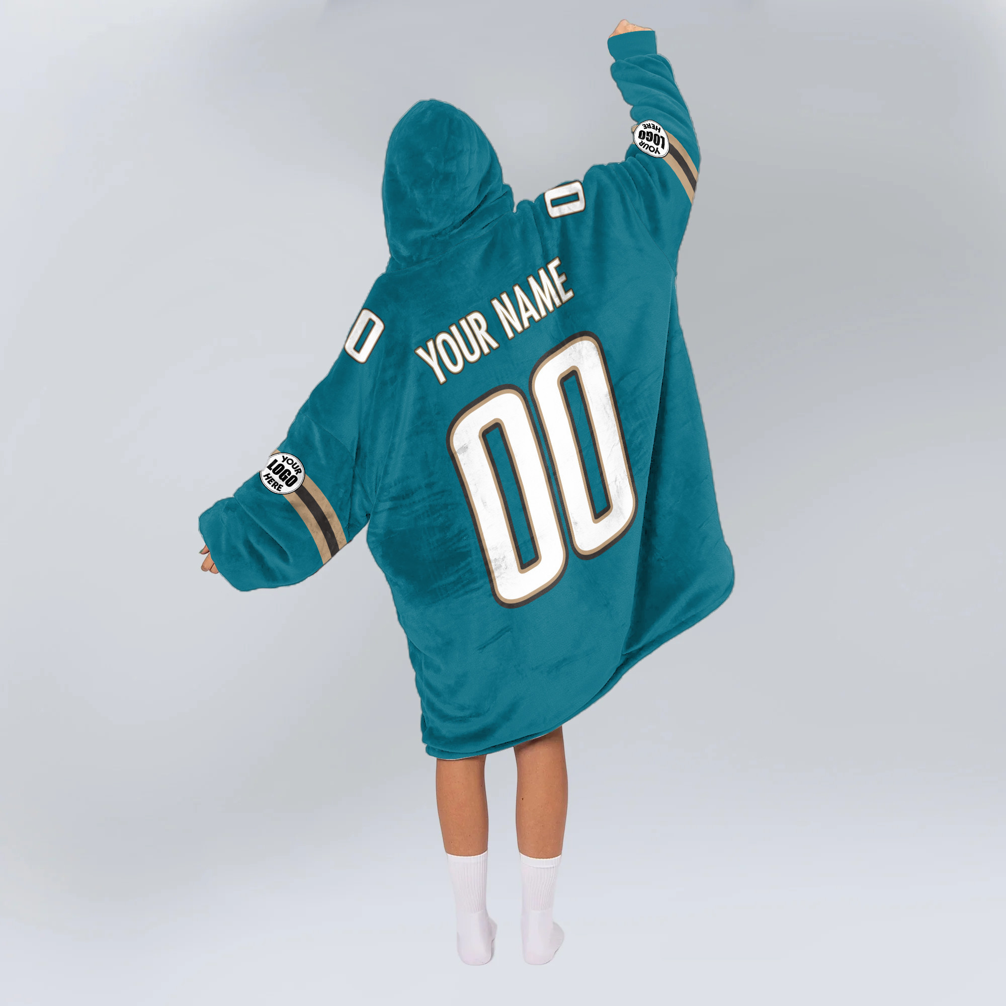 Adult Custom Blanket Hoodie Jacksonville Inspired Color