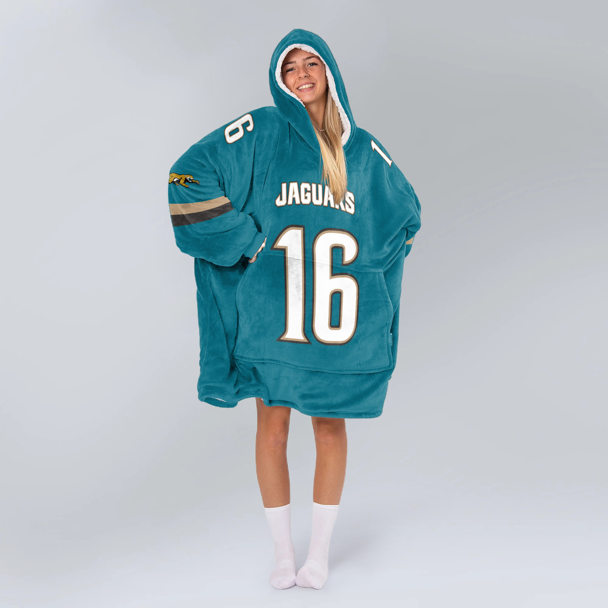 Adult TL 16 Jacksonville Jaguars Football Unisex Blanket Hoodie