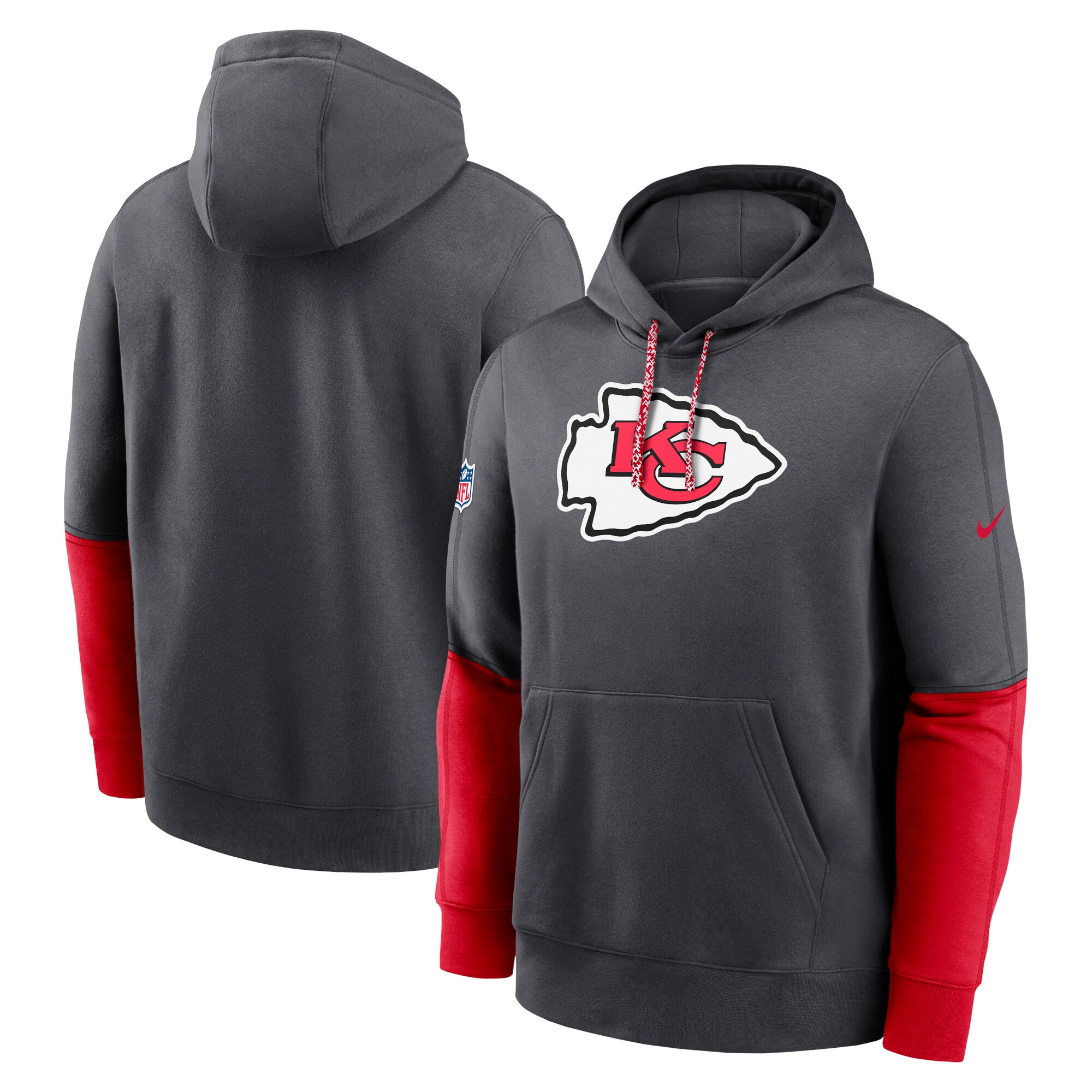 Kansas City Chiefs 2024 Sideline Club Pullover Hoodie - Anthracite