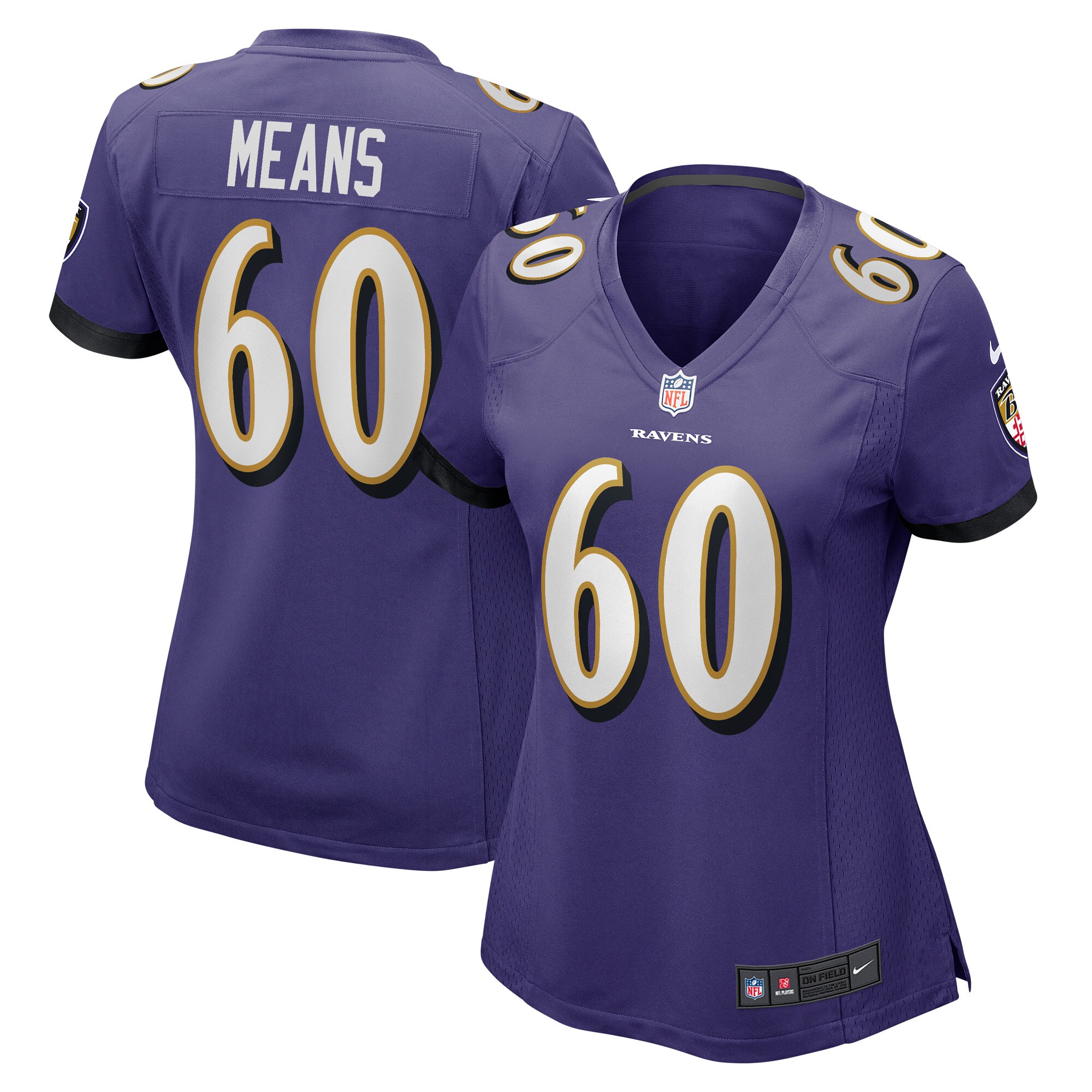 Steven Means Baltimore Ravens  Women's Game Player Jersey - Purple