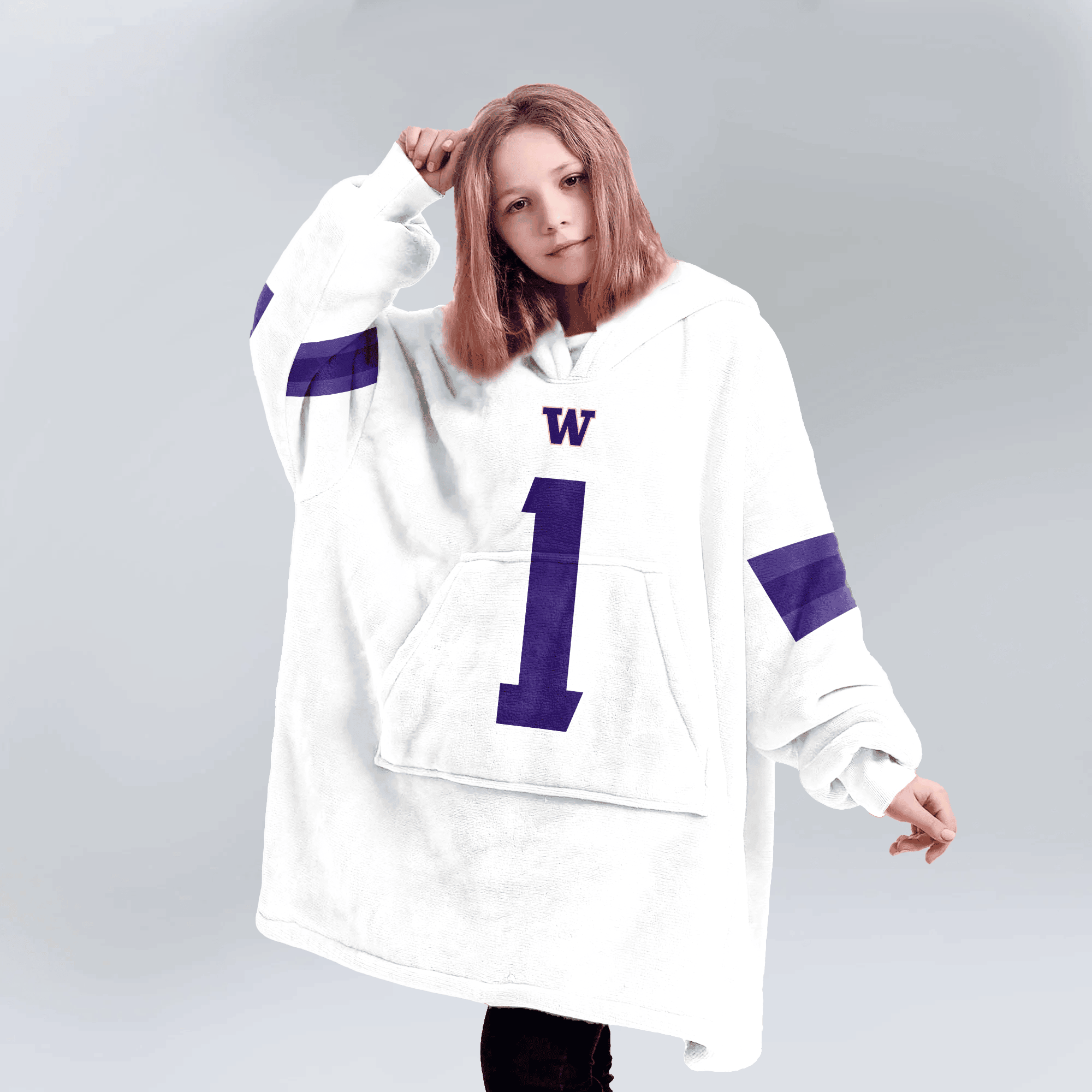 Kid 1 Washington Football Unisex Blanket Hoodie