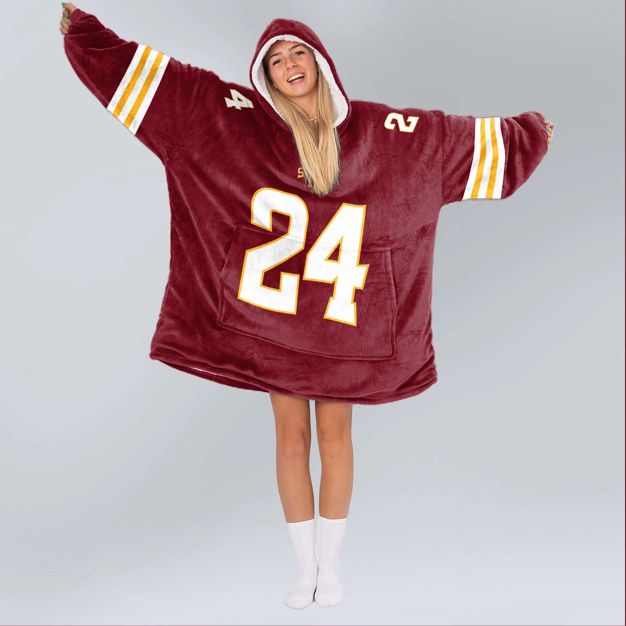 Adult #24 Iowa State Football Unisex Blanket Hoodie