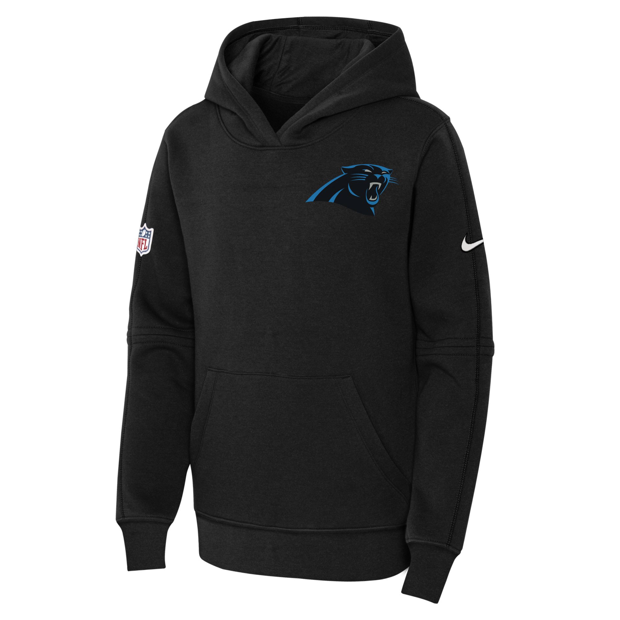 Carolina Panthers  Youth 2023 Sideline Club Fleece Pullover Hoodie - Black
