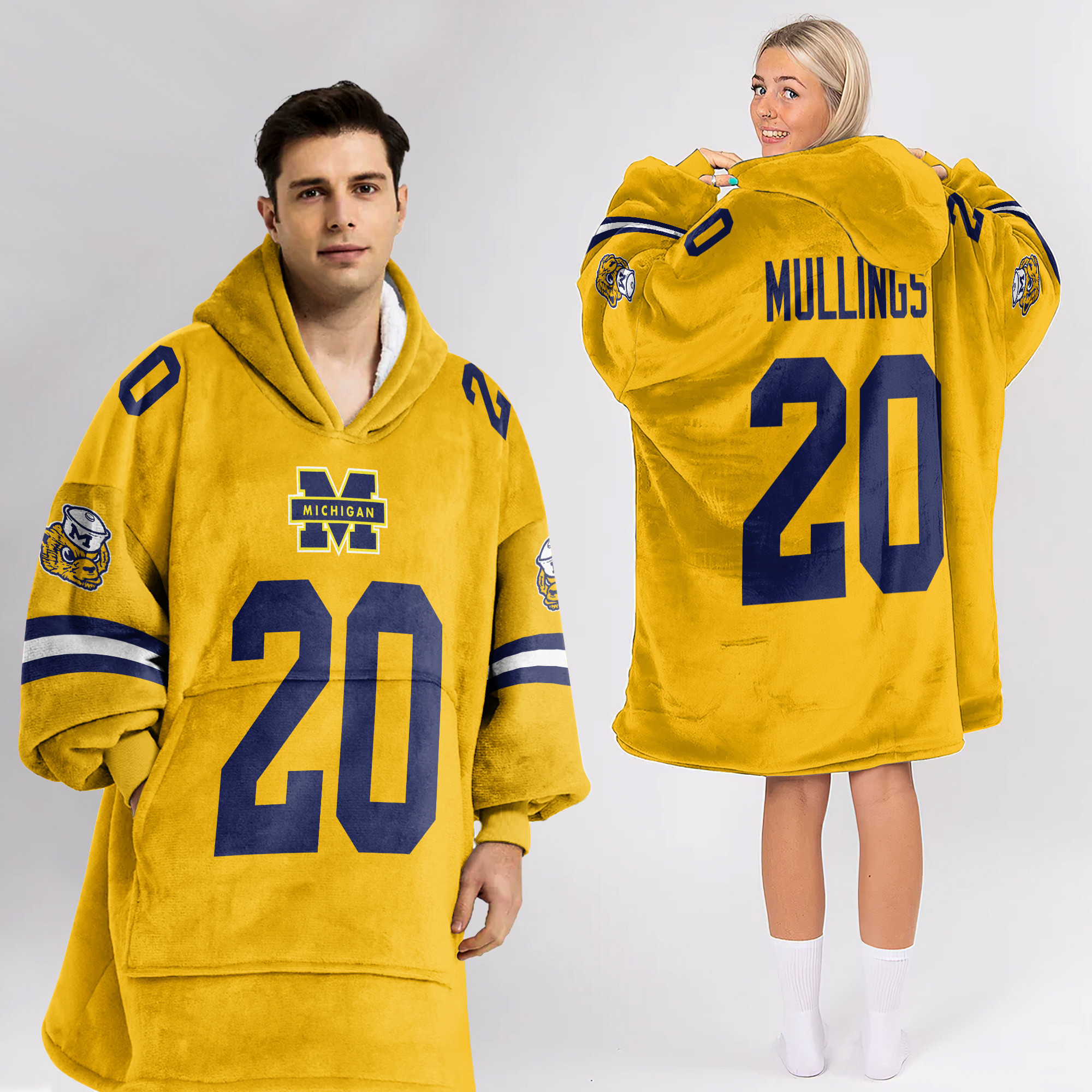 Adult 20 Michigan Football Unisex Blanket Hoodie