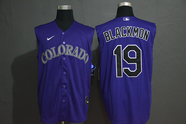 Men's Colorado Rockies #19 Charlie Blackmon Purple 2020 Cool and Refreshing Sleeveless Fan Stitched MLB  Jersey