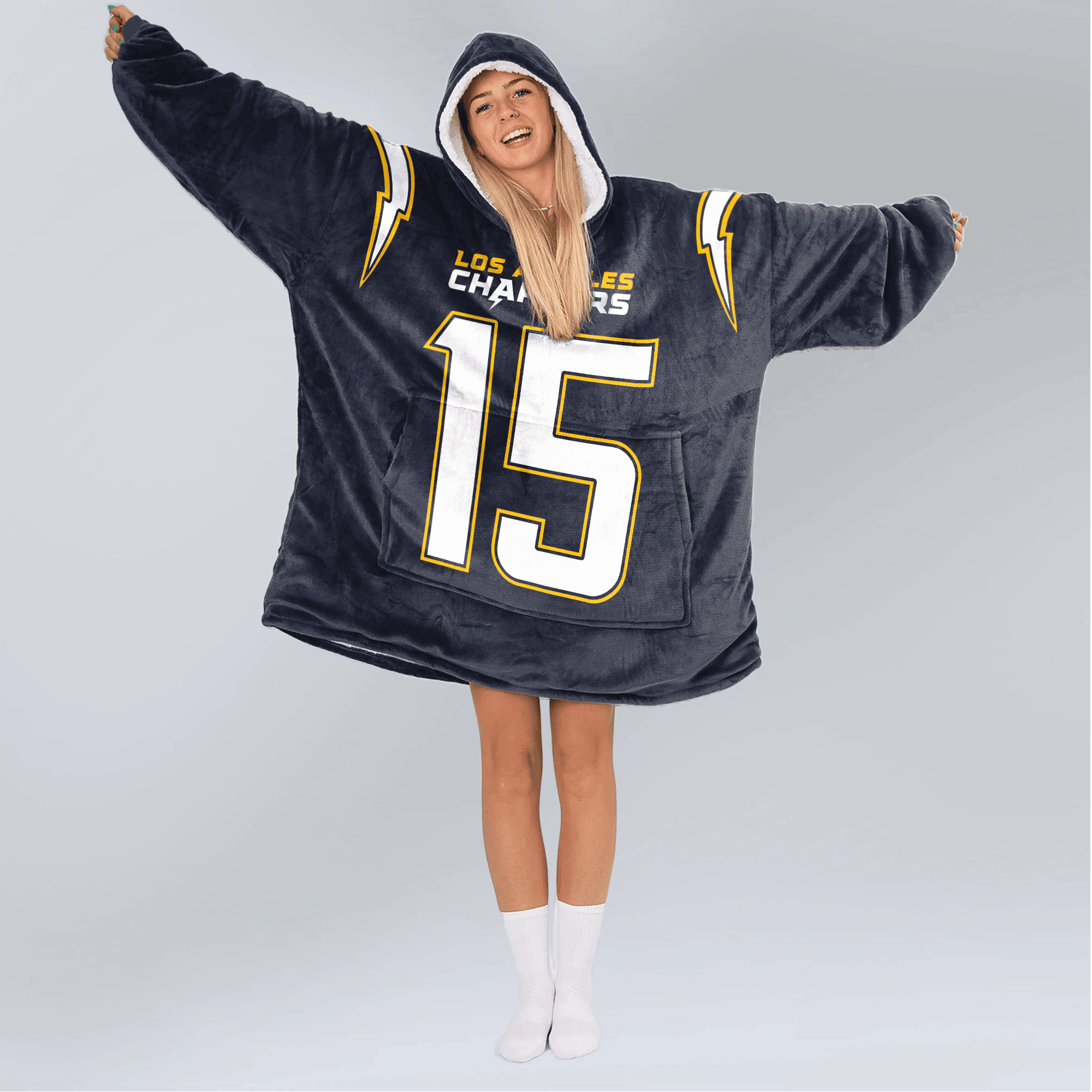 Adult 15 Los Angeles C Football Unisex Blanket Hoodie