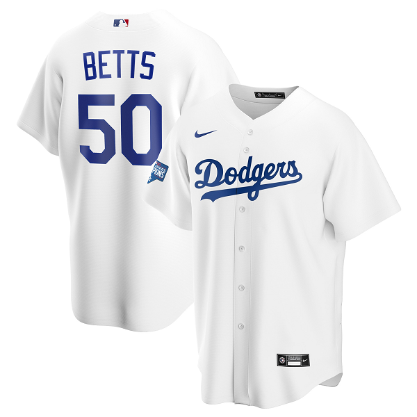 Mookie Betts Los Angeles Dodgers  2020 World Series Champions Home Patch Player MLB Jersey - White