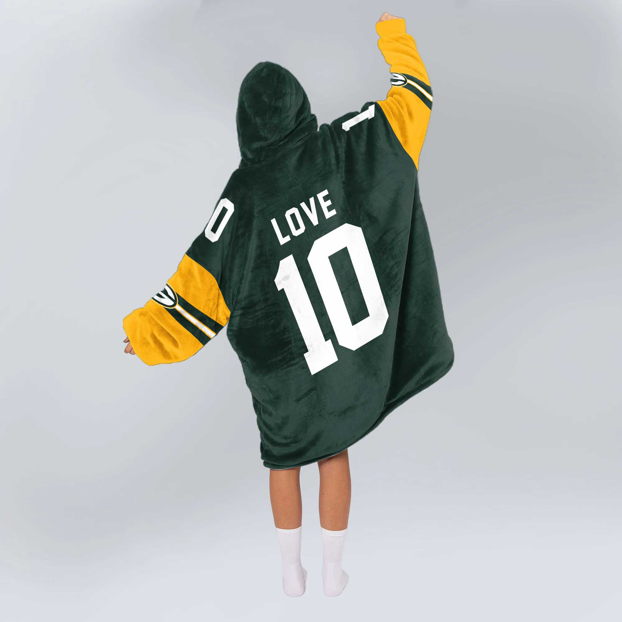 Adult J.L. 10 Green Bay Football Unisex Blanket Hoodie