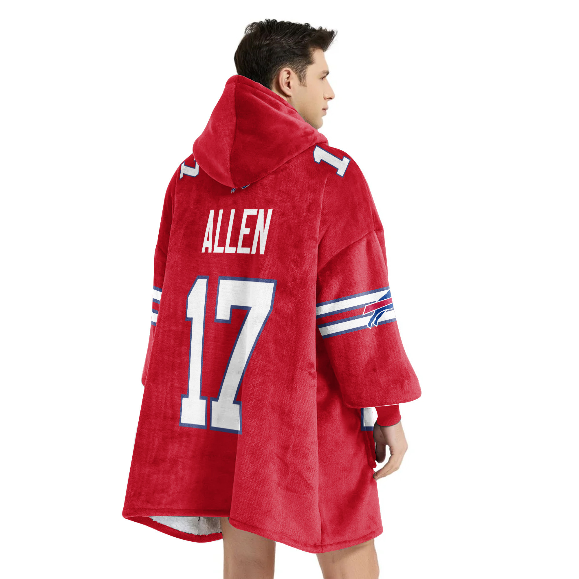 Adult 17 Buffalo Football Unisex Blanket Hoodie