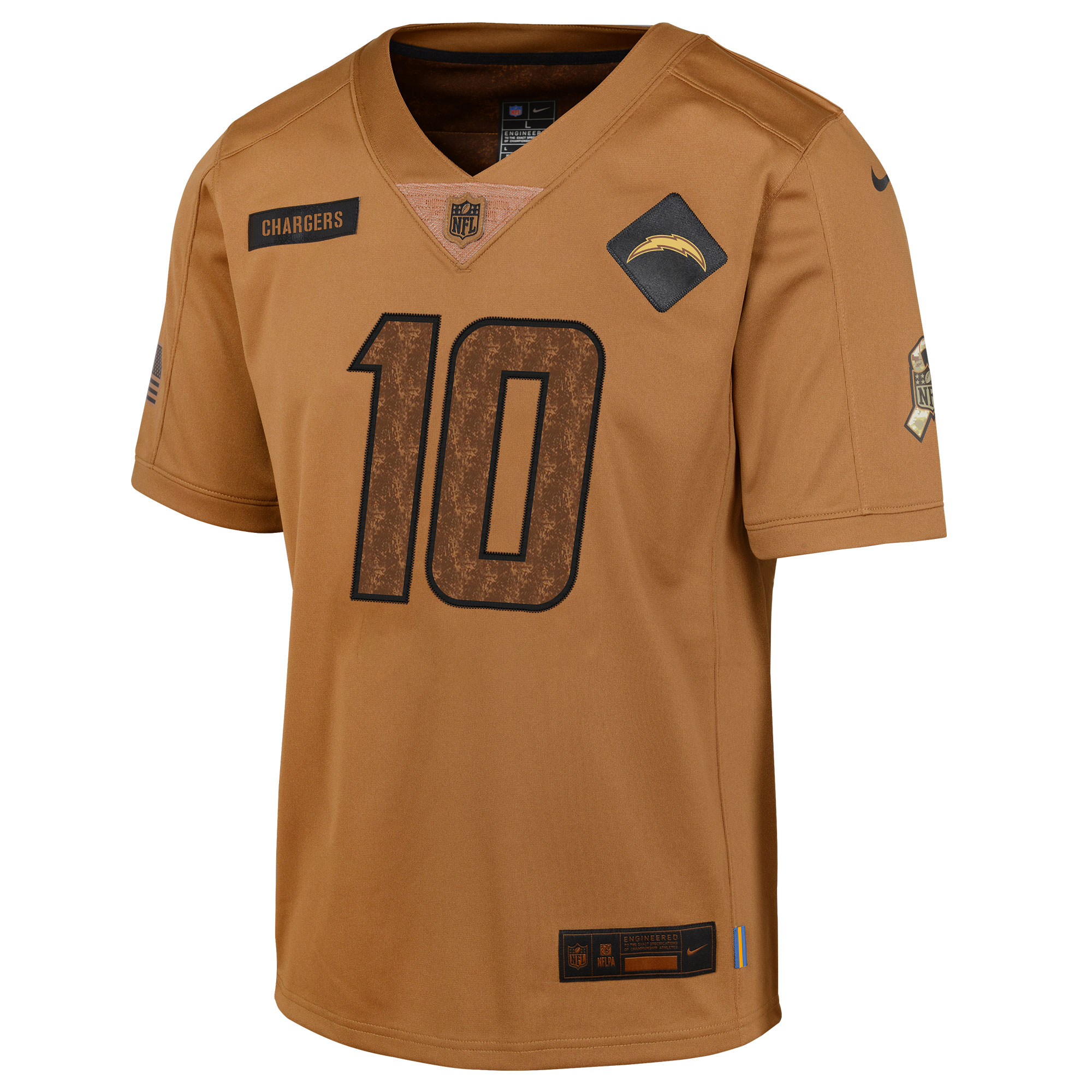 Justin Herbert Los Angeles Chargers Women's 2023 Salute To Service Limited Jersey - Brown