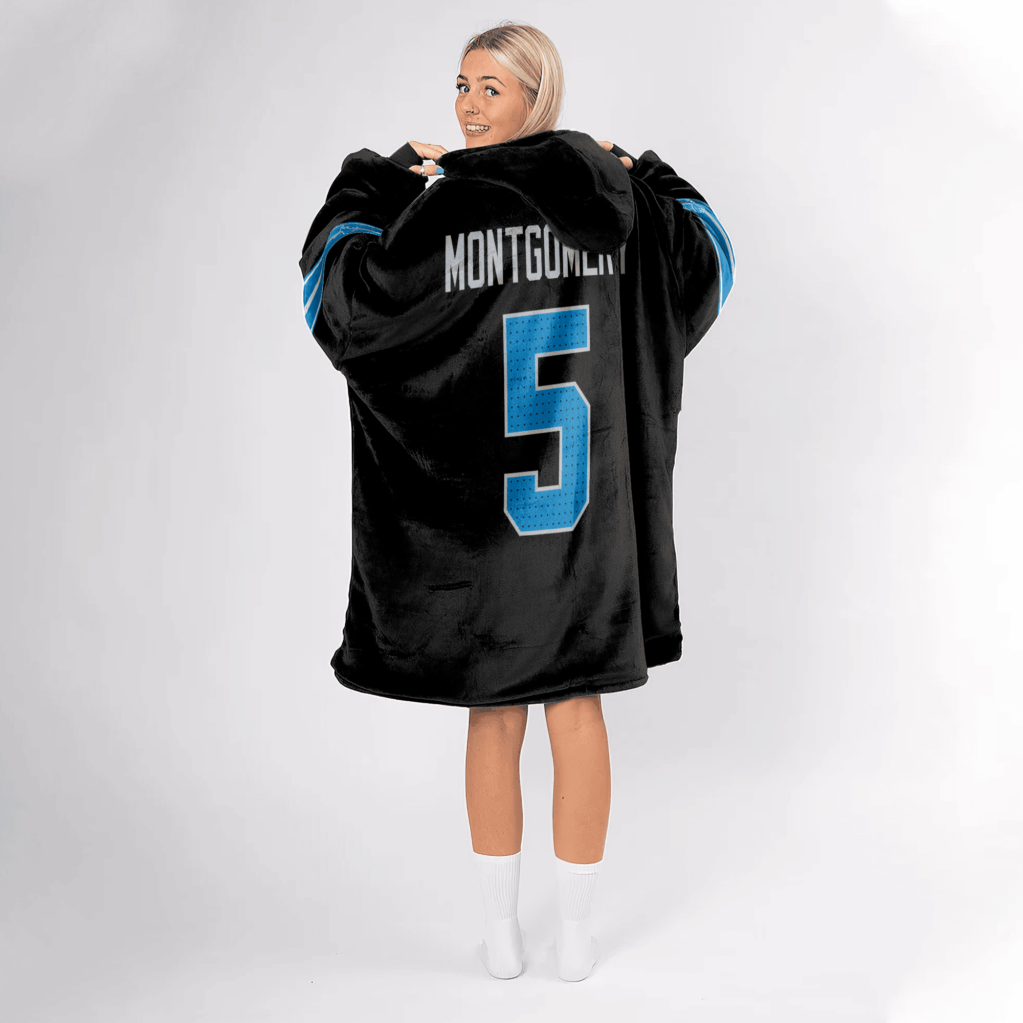 Adult 5 Detroit Football Unisex Blanket Hoodie