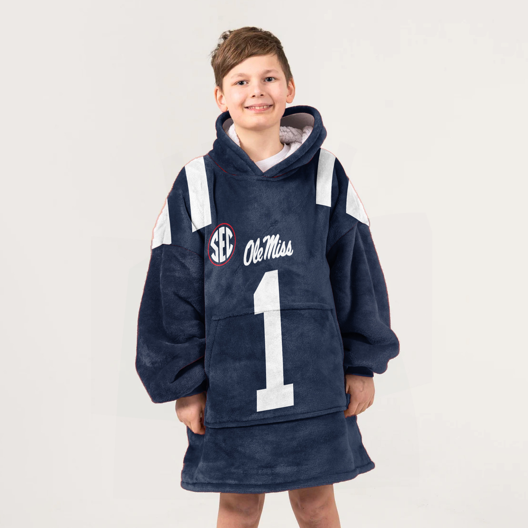 Adult #1 Ole Miss Football Unisex Blanket Hoodie